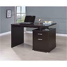 Irving 2-Drawer Home Office Desk With Reversible Cabinet Cappuccino