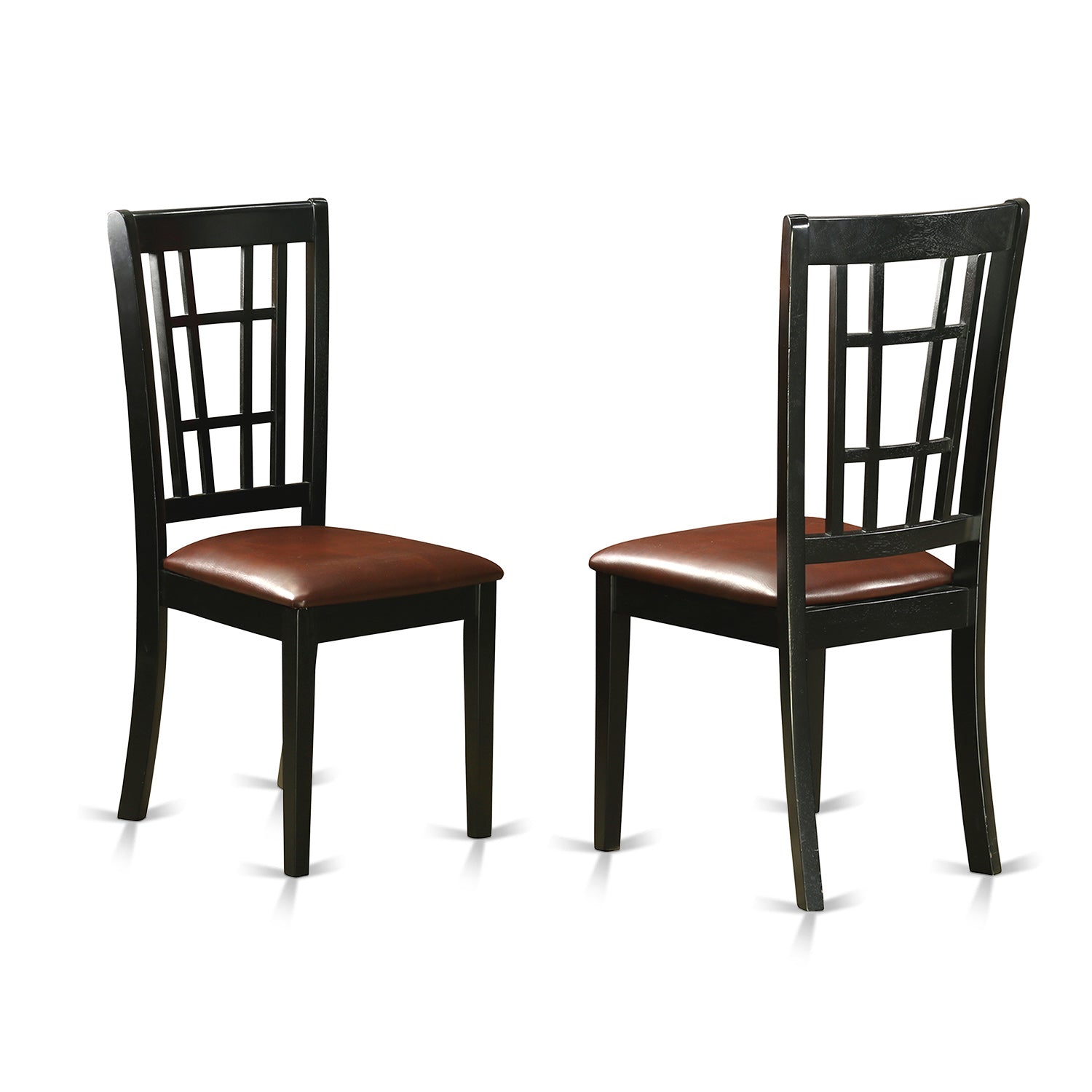 ANNI3-BLK-LC 3 PC Dining Table with 2 Leather Chairs in Black and Cherry