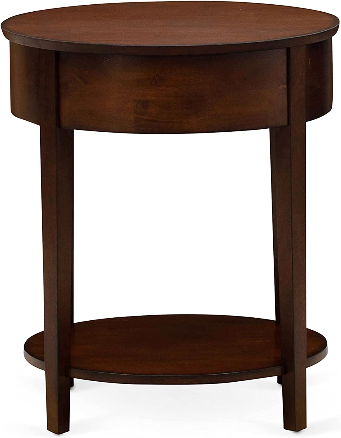 Mid Century Modern HI-0M-ET Solid Wood End Table with Drawer Antique Mahogany Finish