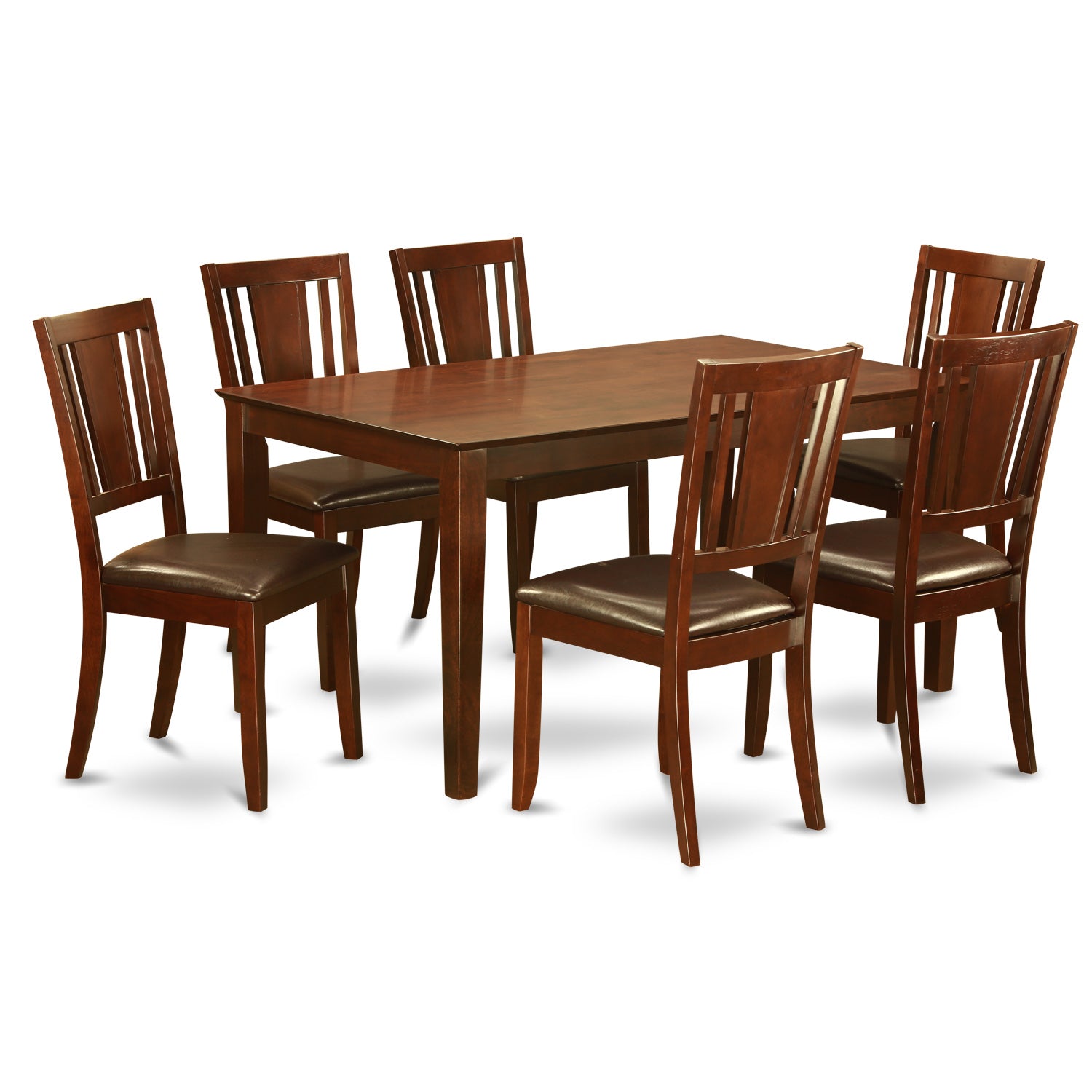 CADU7-MAH-LC 7 PC Dining room set for 6-Table and 6 Dining Chairs