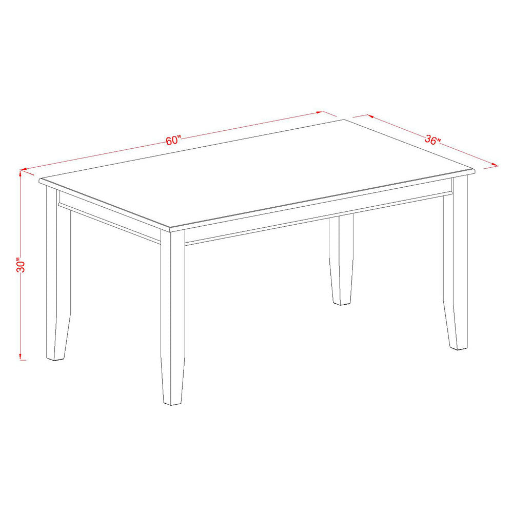 DUAB5-BLK-73 5Pc Rectangle 60 Inch Dining Table And Four Parson Chair With Black Leg And Pu Leather Color Eggnog