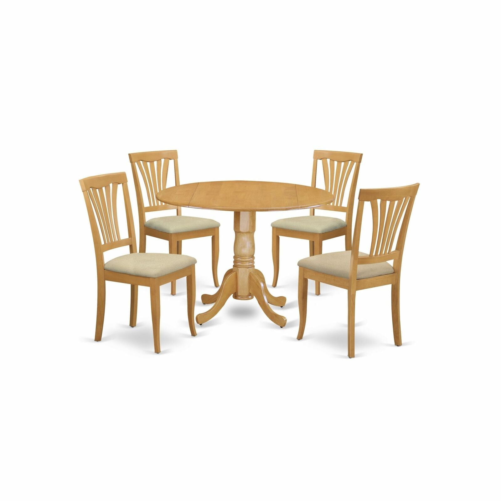 Dublin 5 Piece Drop Leaf Dining Dinnette Table Set with Microfiber Seat Chairs