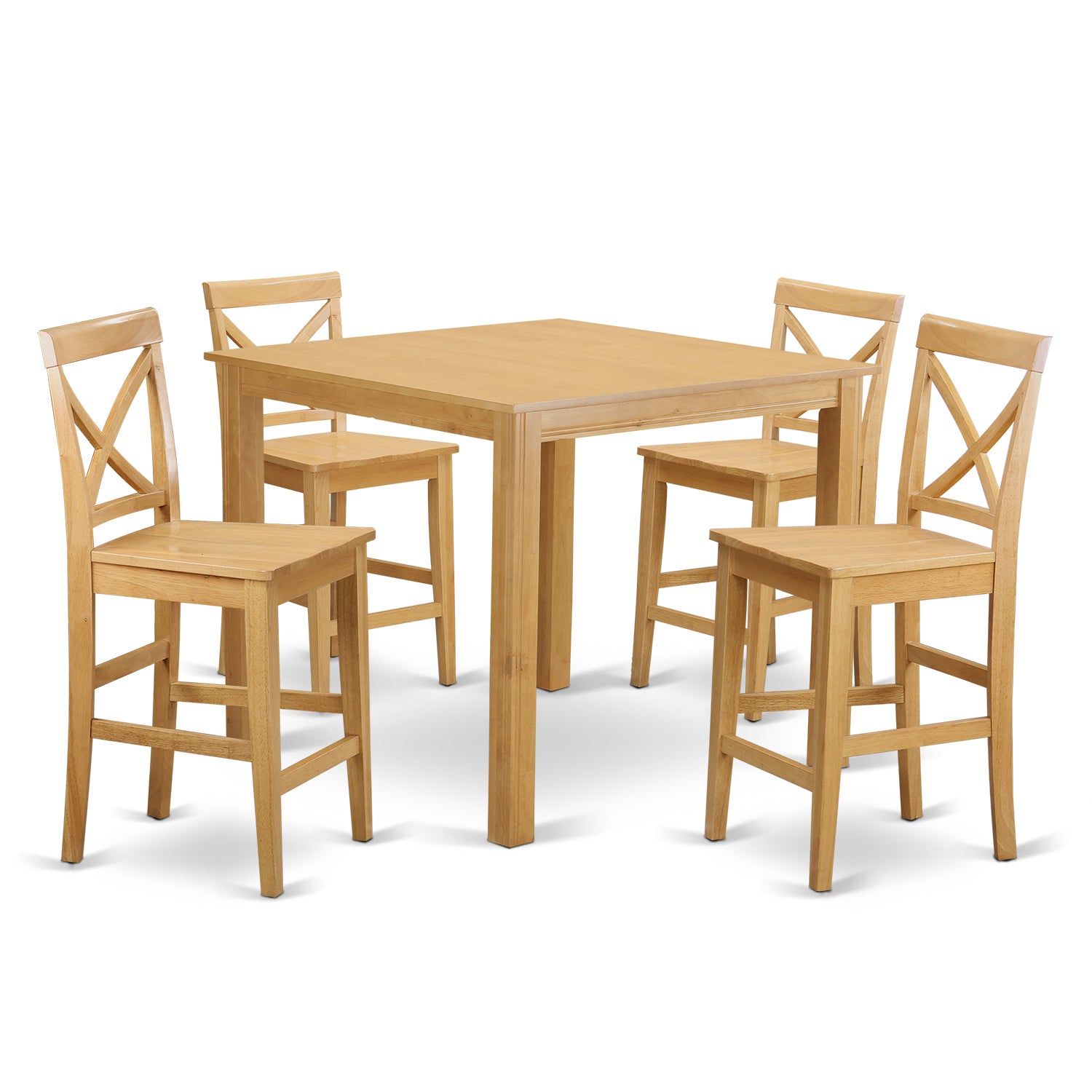 CFPB5-OAK-W 5 Pc Dining counter height set-pub Table and 4 Kitchen Chairs.