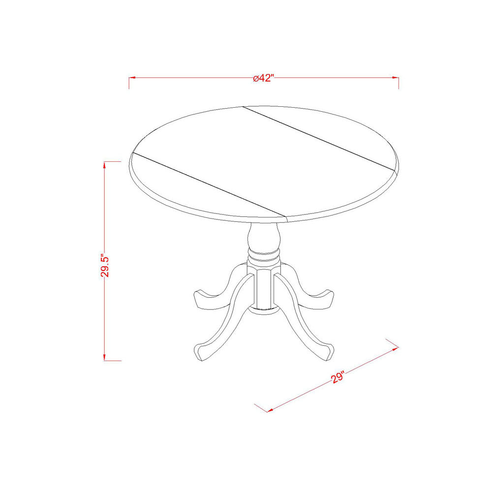 DLCL3-MAH-W 3PC Round 42 inch Table with Two 9-Inch Drop Leaves and 2 Double X back Chairs