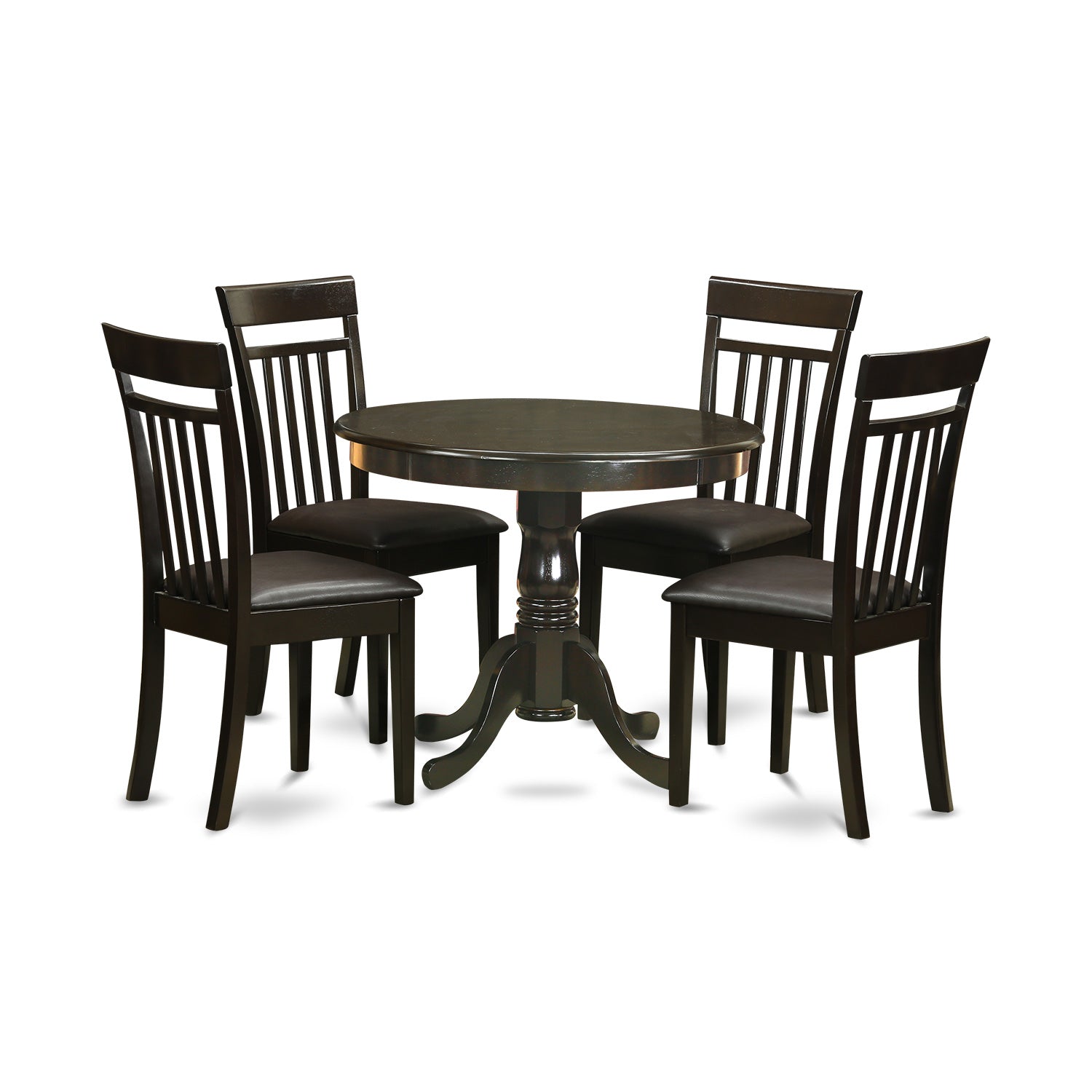 ANCA5-CAP-LC 5 PC small Kitchen Table and Chairs set-round Table and 4 Chairs for Dining room