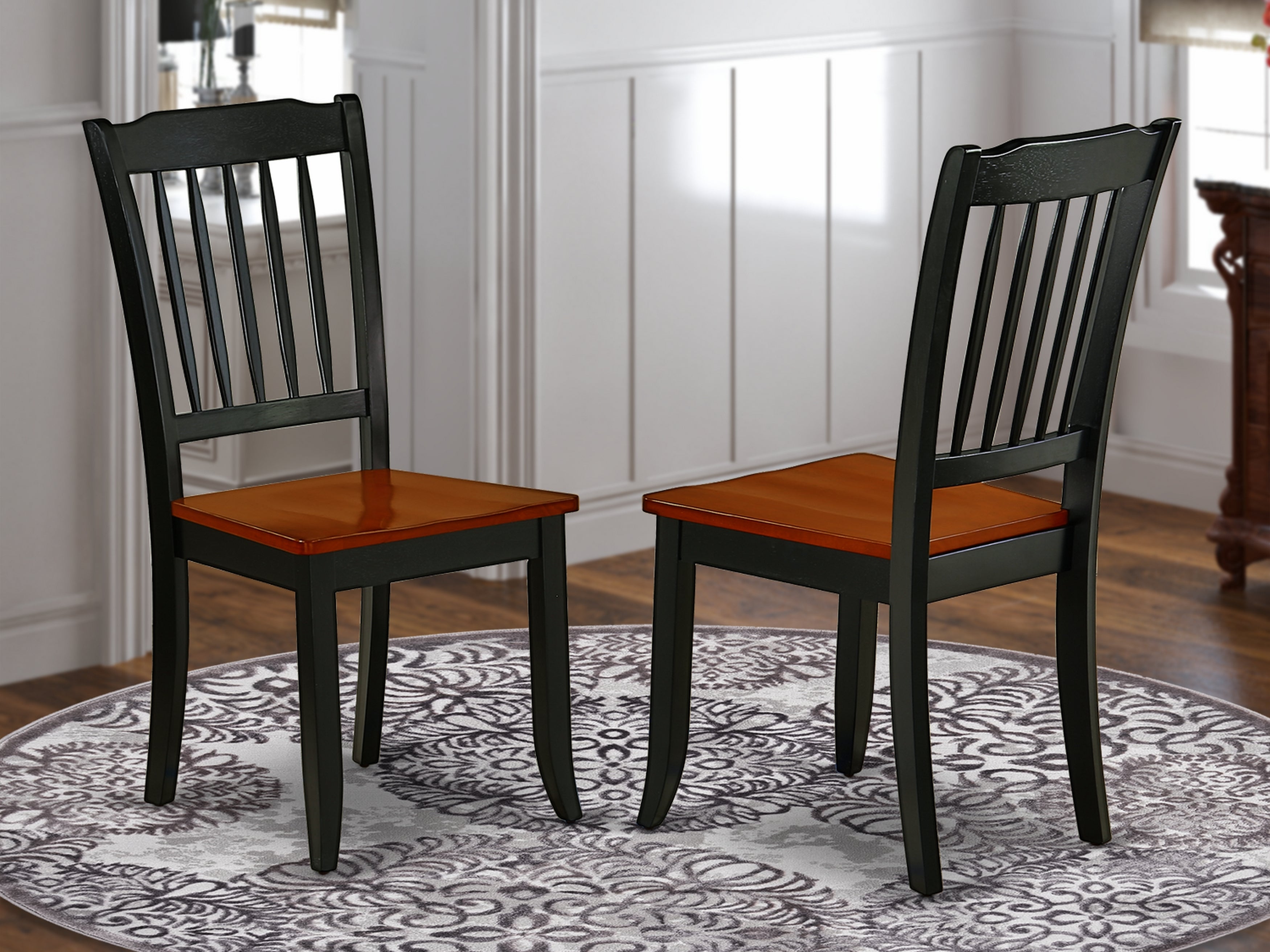 DAC-BCH-W Danbury vertical slatted back chairs in Black & Cherry finish