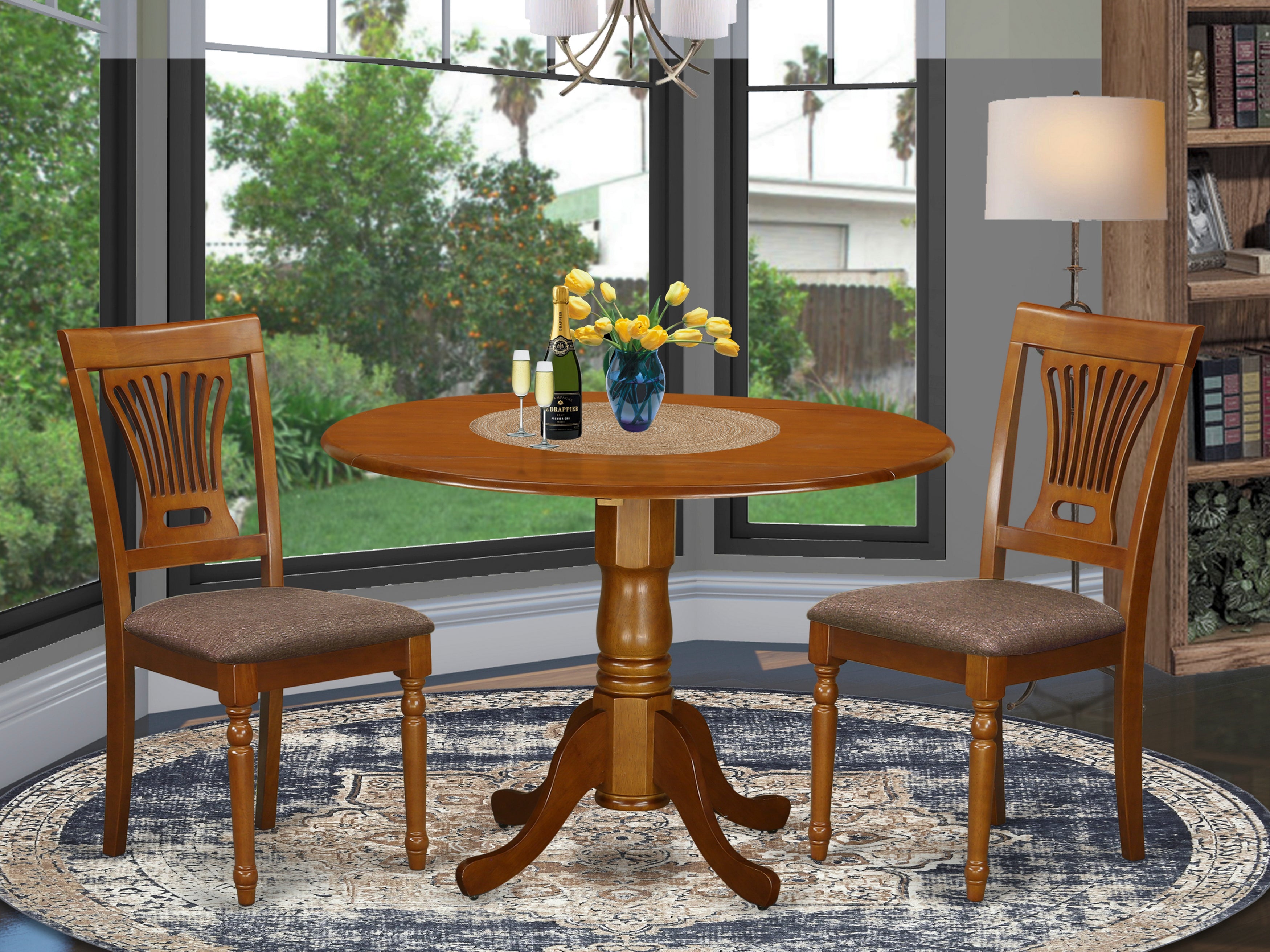 DLPL3-SBR-C 3 Pc Kitchen nook Dining set-small Kitchen Table and 2 Dining Chairs