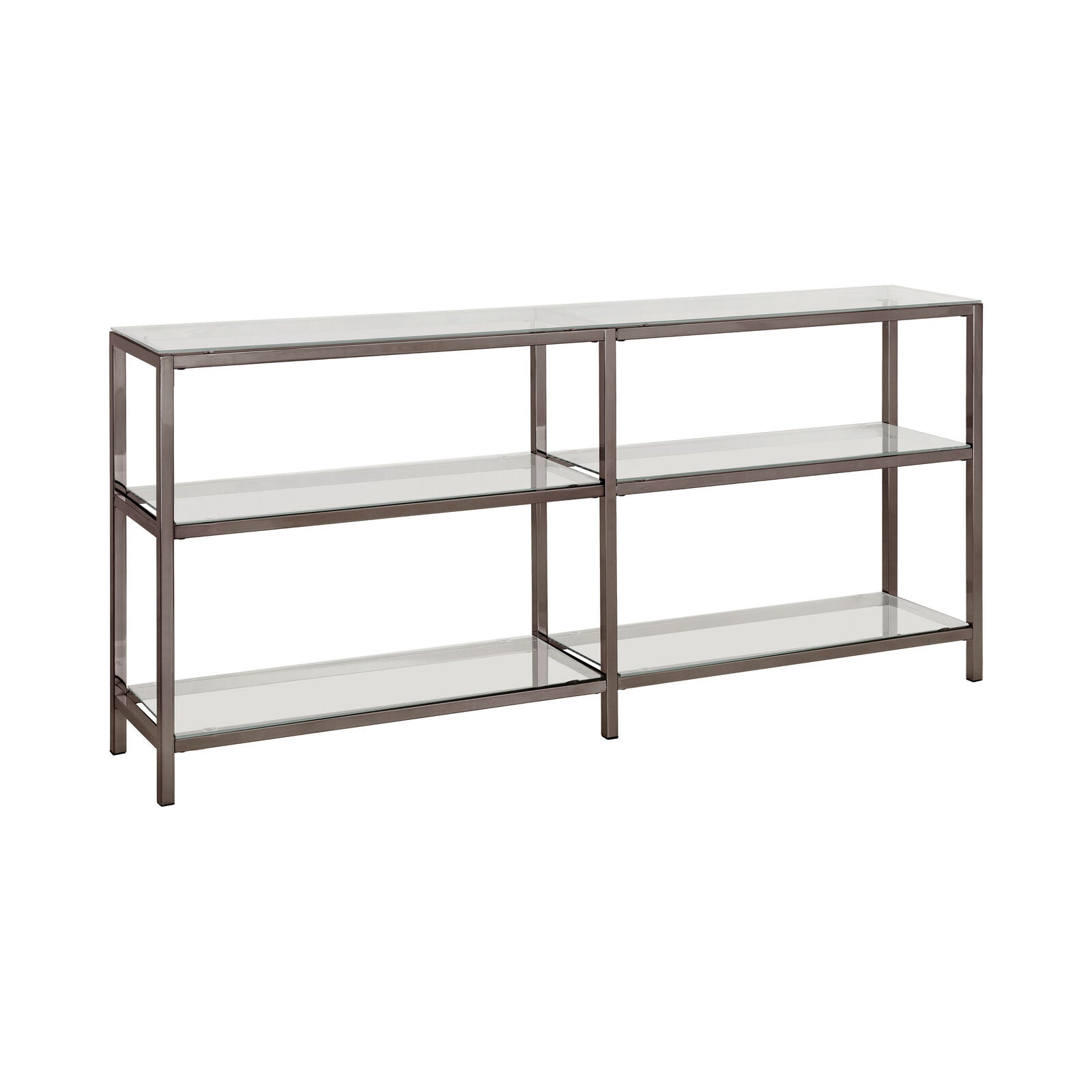 Contemporary Black Nickel Finish 2-Tier Bookcase Shelf