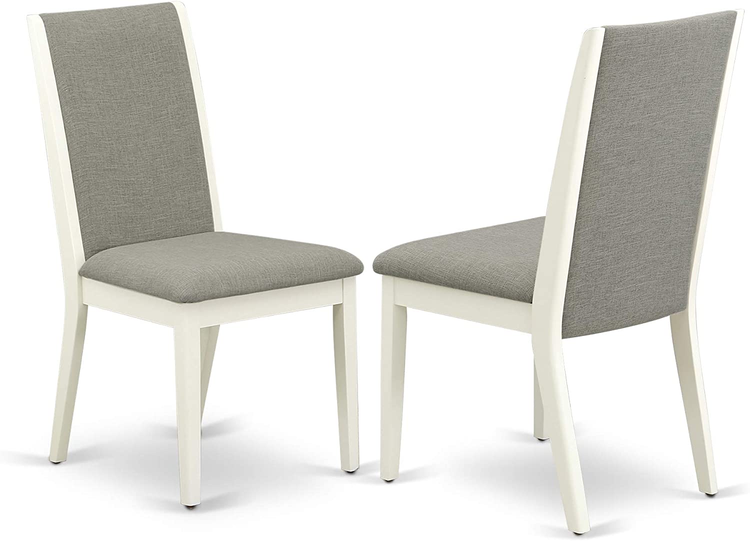 5 PC Round DropLeaf 42"Linen White & Shitake Dining Table And 4 Parson Chair Set