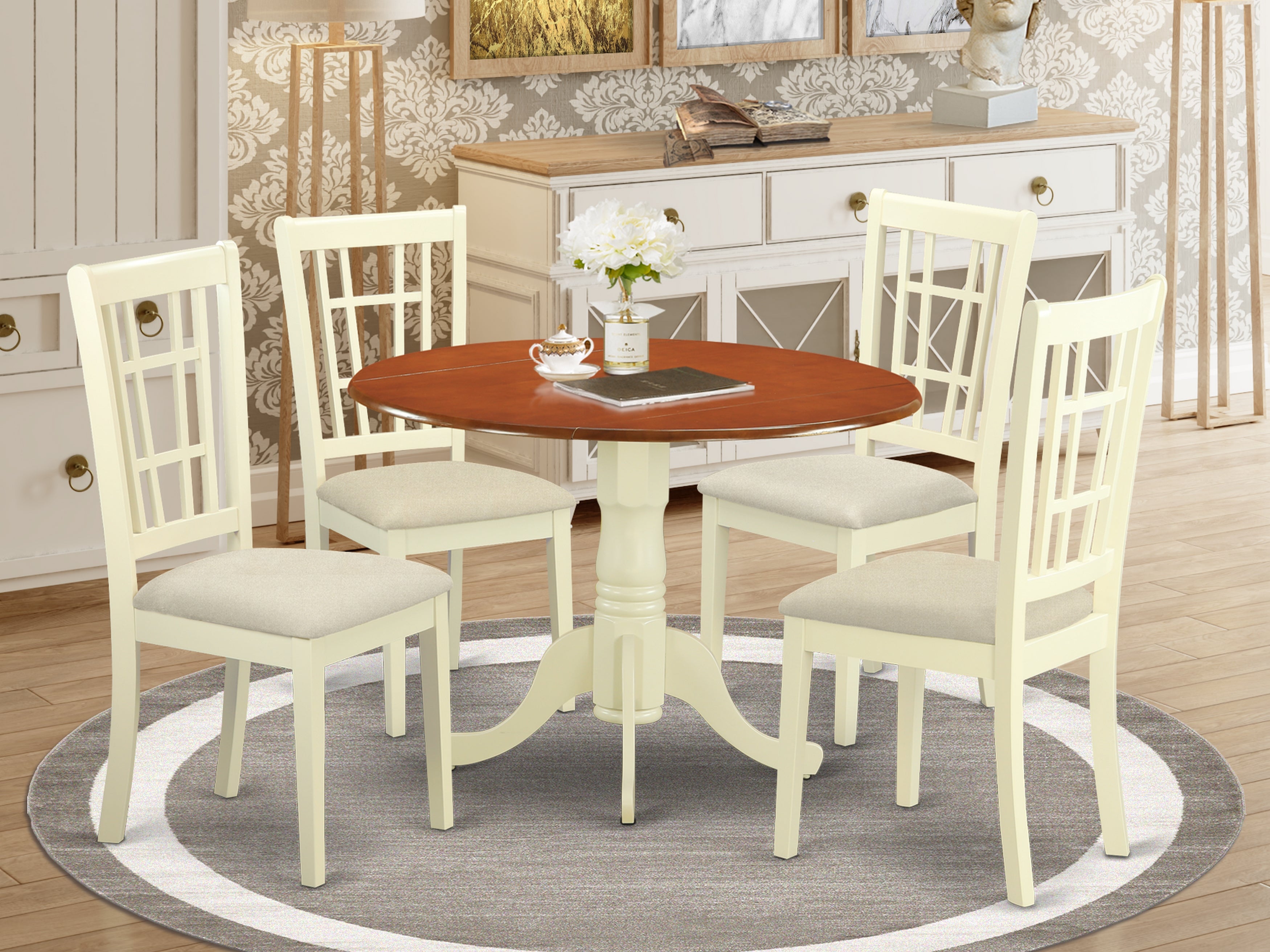 DLNI5-BMK-C 5 Pc dinette set for 4-Dining Table and 4 dinette Chairs