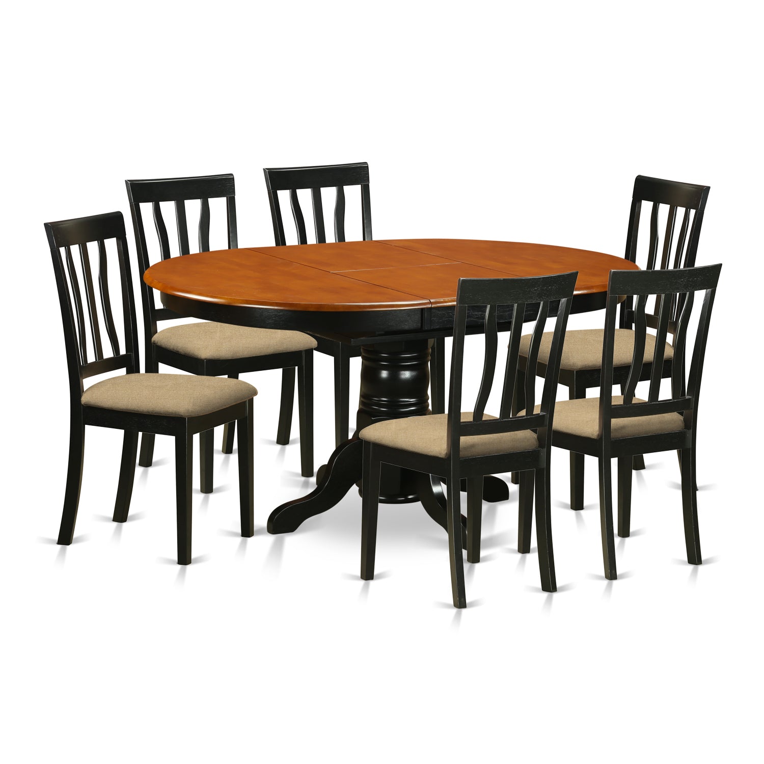 AVAT7-BLK-C Dining set - 7 Pcs with 6 Wooden Chairs