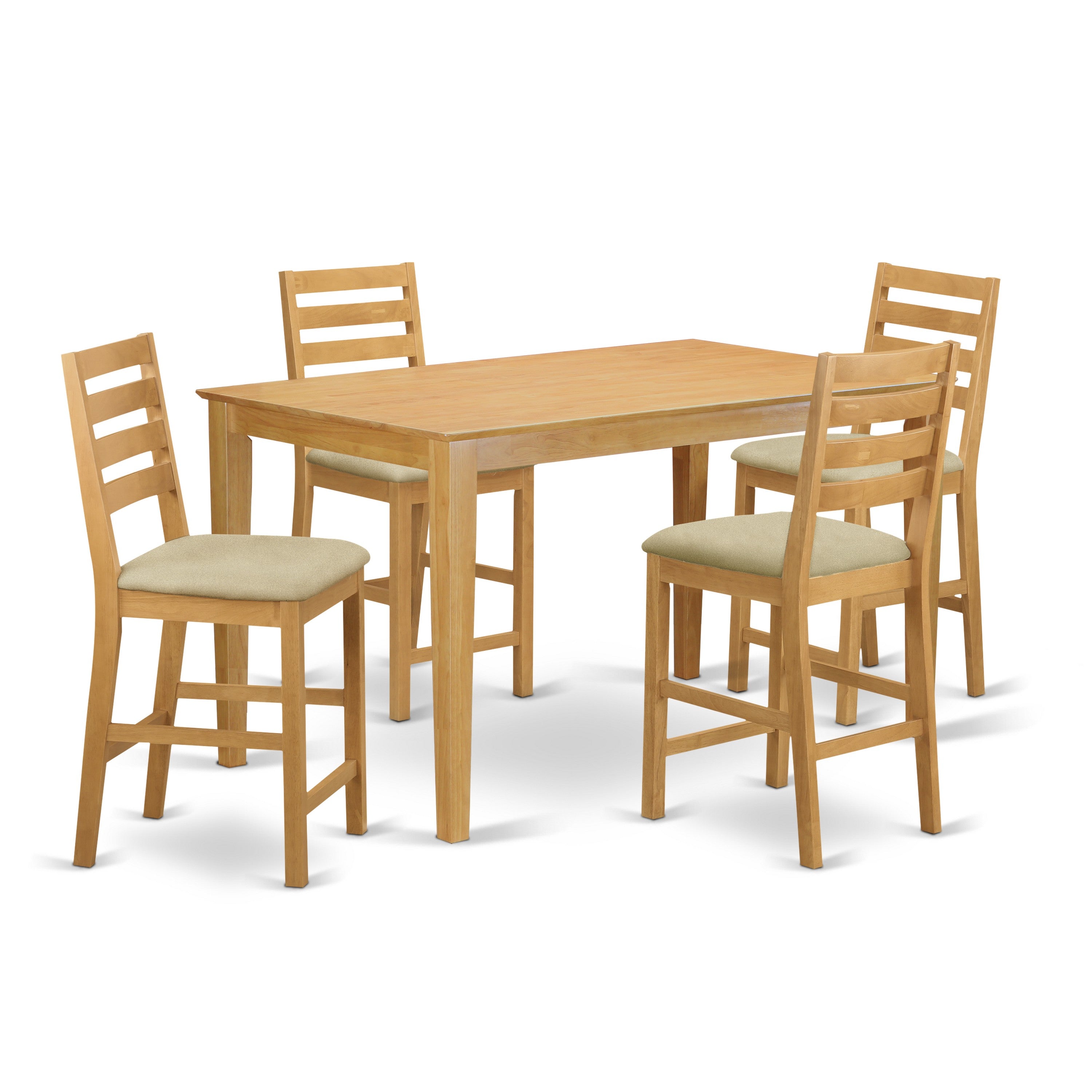 CACF5H-OAK-C 5 Pc counter height Table and chair set-pub Table and 4 counter height stool