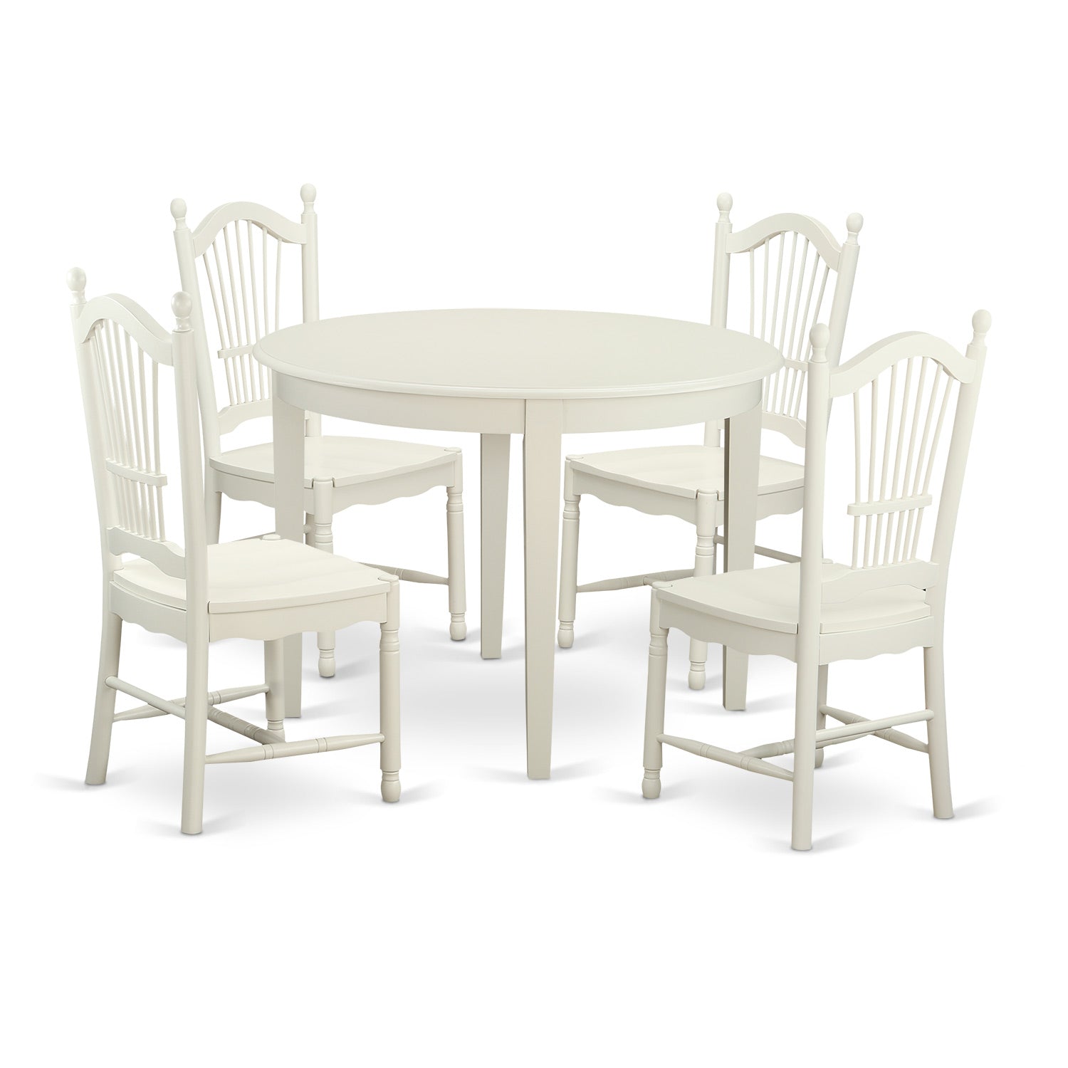 BODO5-WHI-W 5 PcKitchen dinette set - Dinette Table and 4 Dining Chairs