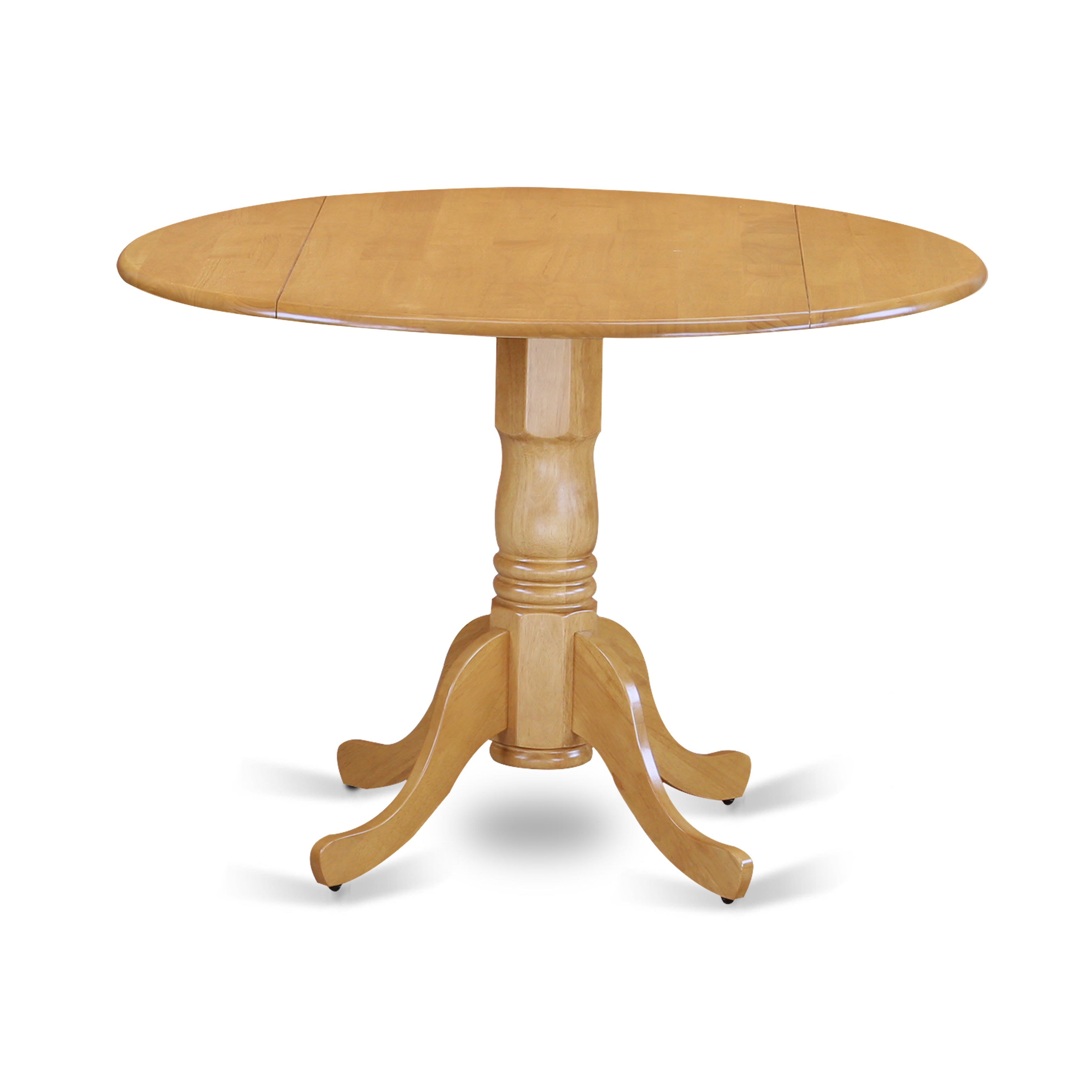 DLEN3-OAK-07 3Pc Round 42 Inch Kitchen Table With Two 9-Inch Drop Leaves And A Pair Of Parson Chair With Oak Leg And Linen Fabric Limelight