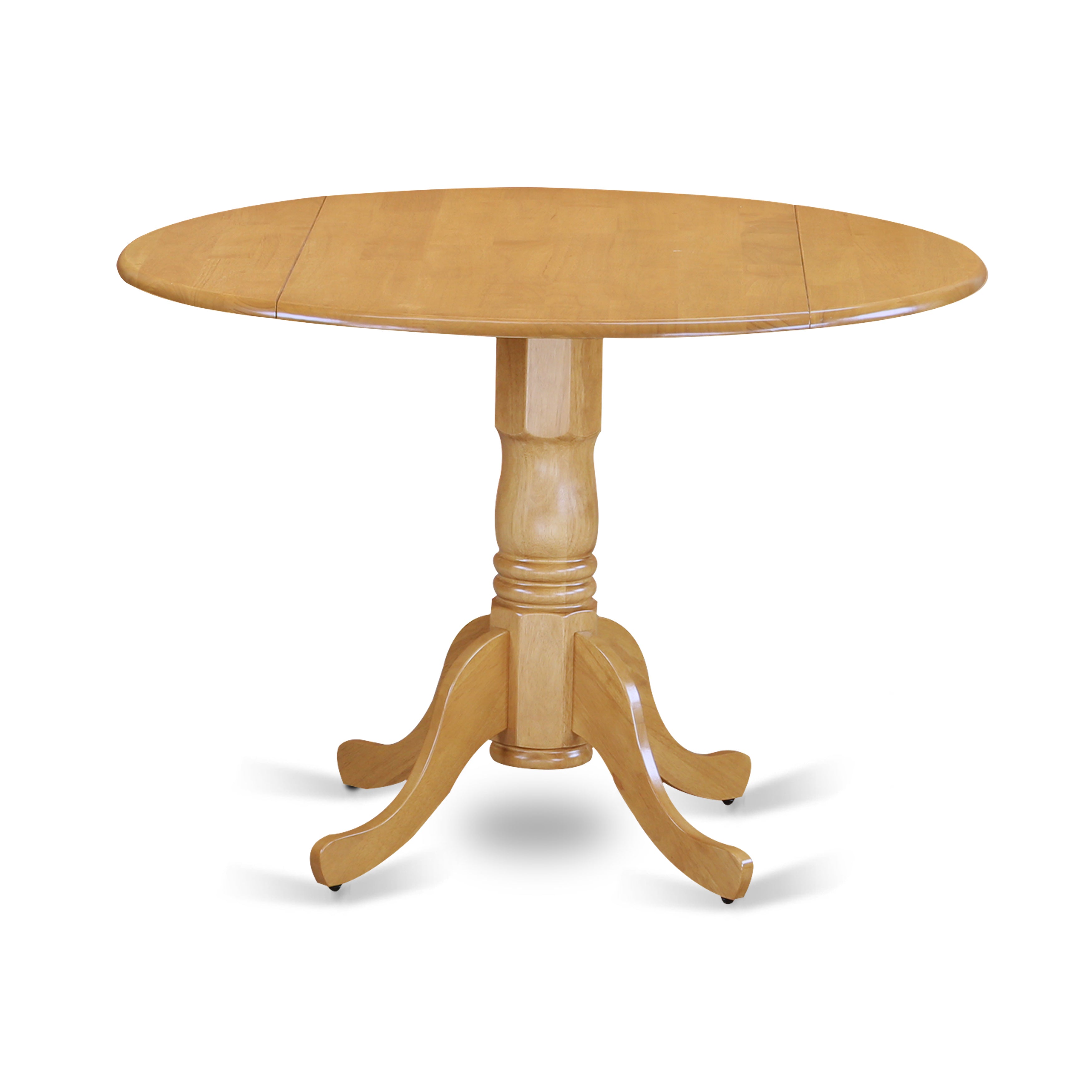 DLAB5-OAK-04 5Pc Round 42" Kitchen Table With Two 9-Inch Drop Leaves And Four Parson Chair With Oak Leg And Linen Fabric Light Fawn