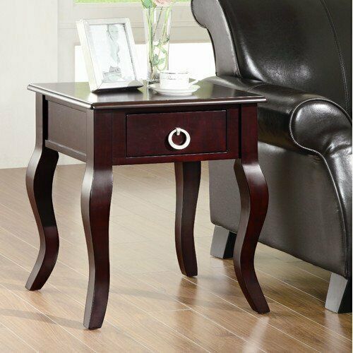 Accent Side Table with Curved Legs in Cappuccino Finish 900976