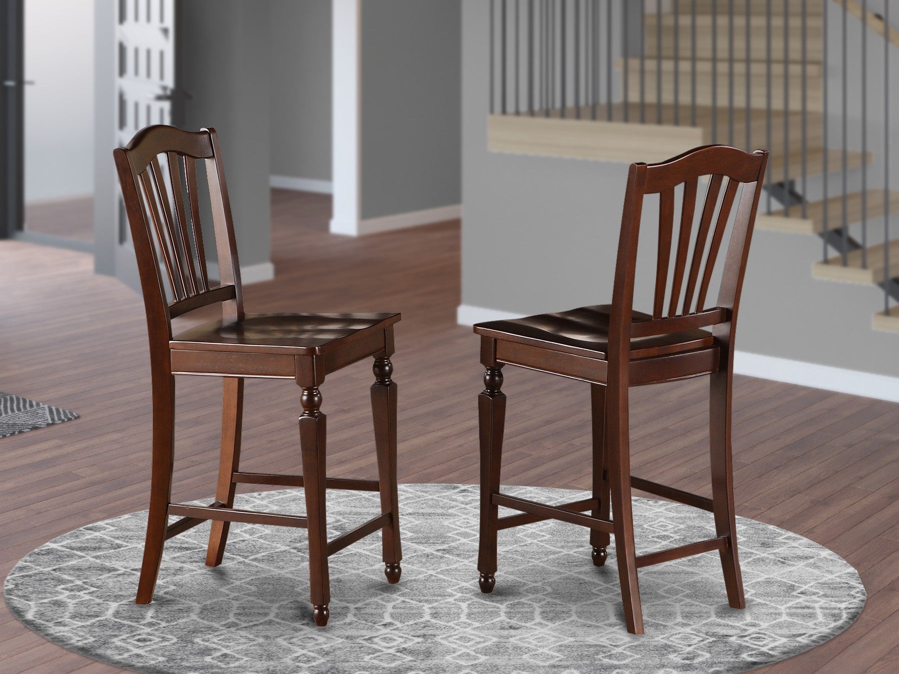 CHS-MAH-W Chelsea Stools with wood seat, 24" seat height