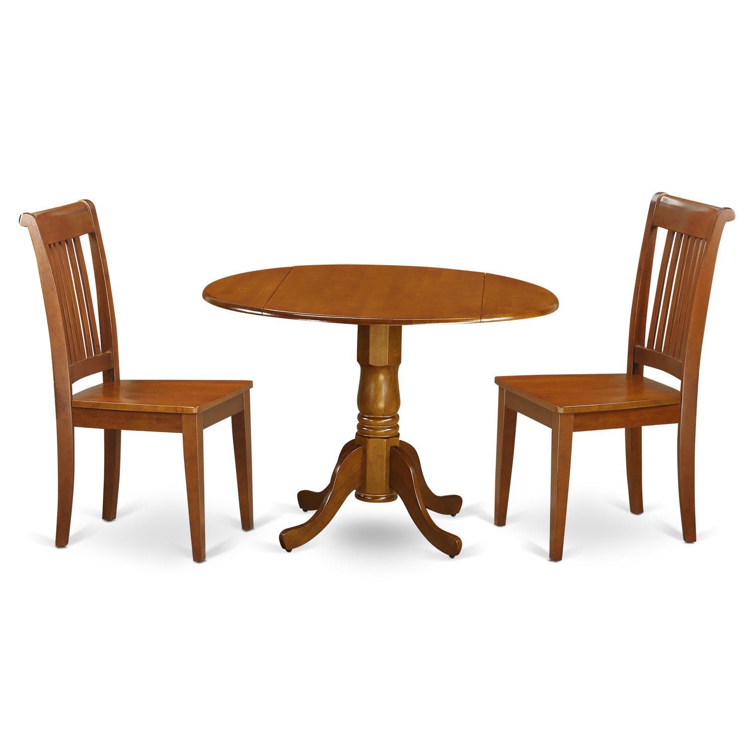 DLPO3-SBR-W 3 Pc-round Kitchen Table-plus 2 Kitchen Chairs