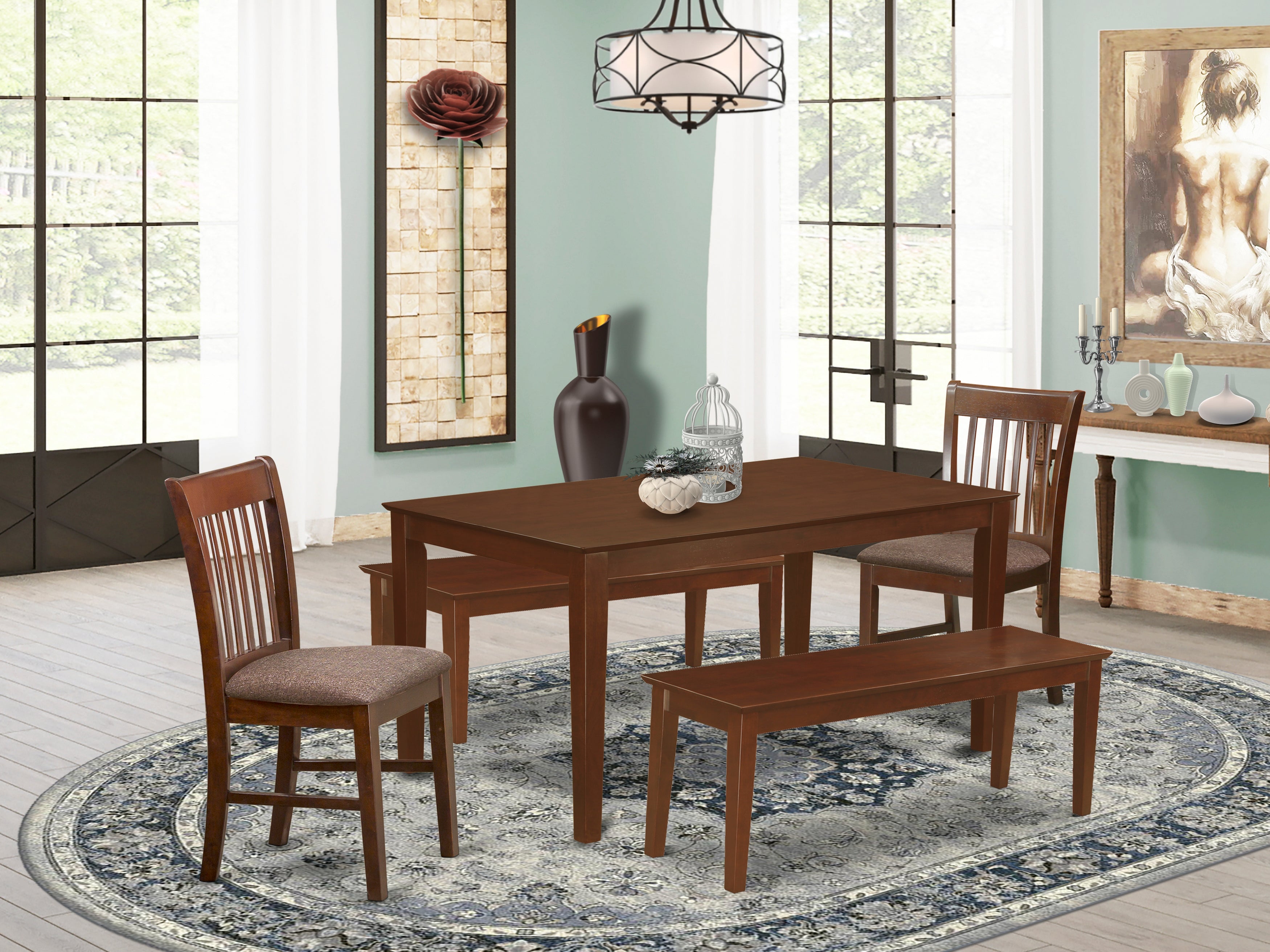 CANO5C-MAH-C 5 Pc Dining room set-Dining Table and 4 Dining Chairs