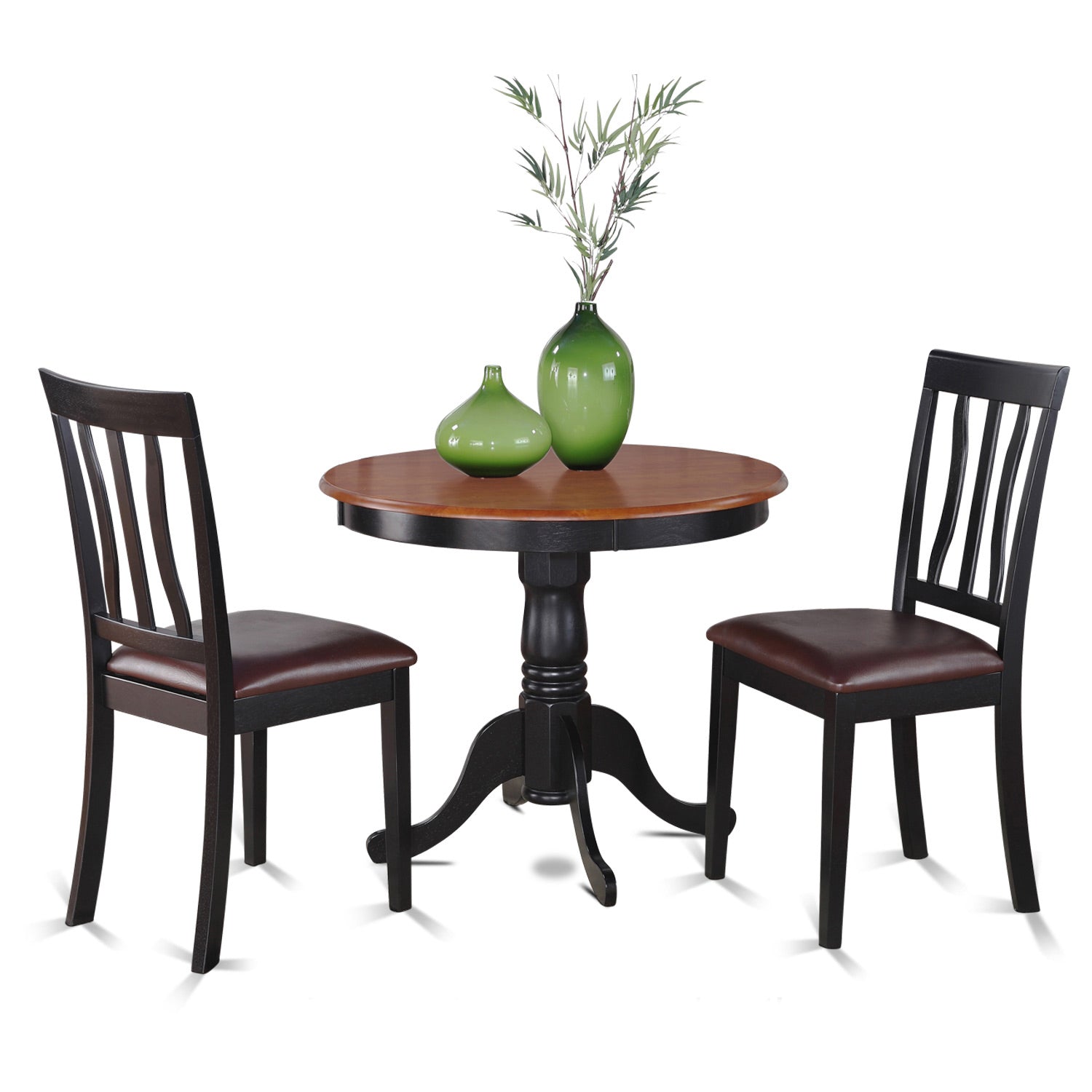 ANTI3-BLK-LC 3 PC Kitchen Table set-breakfast nook with 2 Kitchen Dining Chairs