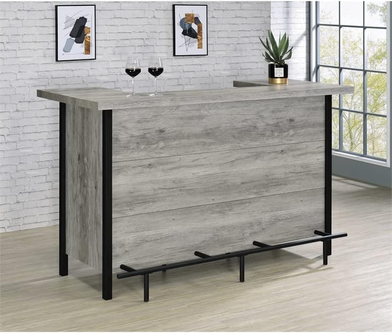 Bellemore Bar Unit With Footrest Grey Driftwood And Black