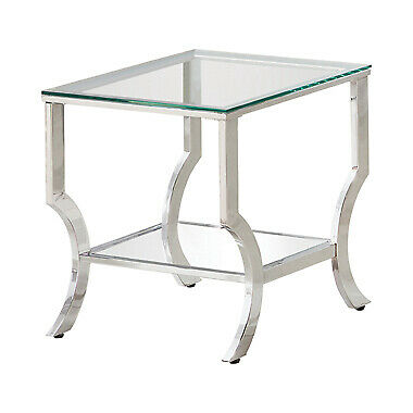 Coaster Modern Square End Table With Mirrored Shelf Chrome