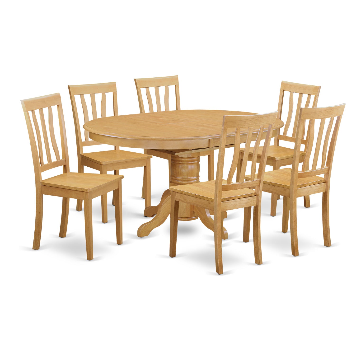 AVAT7-OAK-W 7 PC Dining room set-Oval Dining with Leaf and 6 Dining Chairs