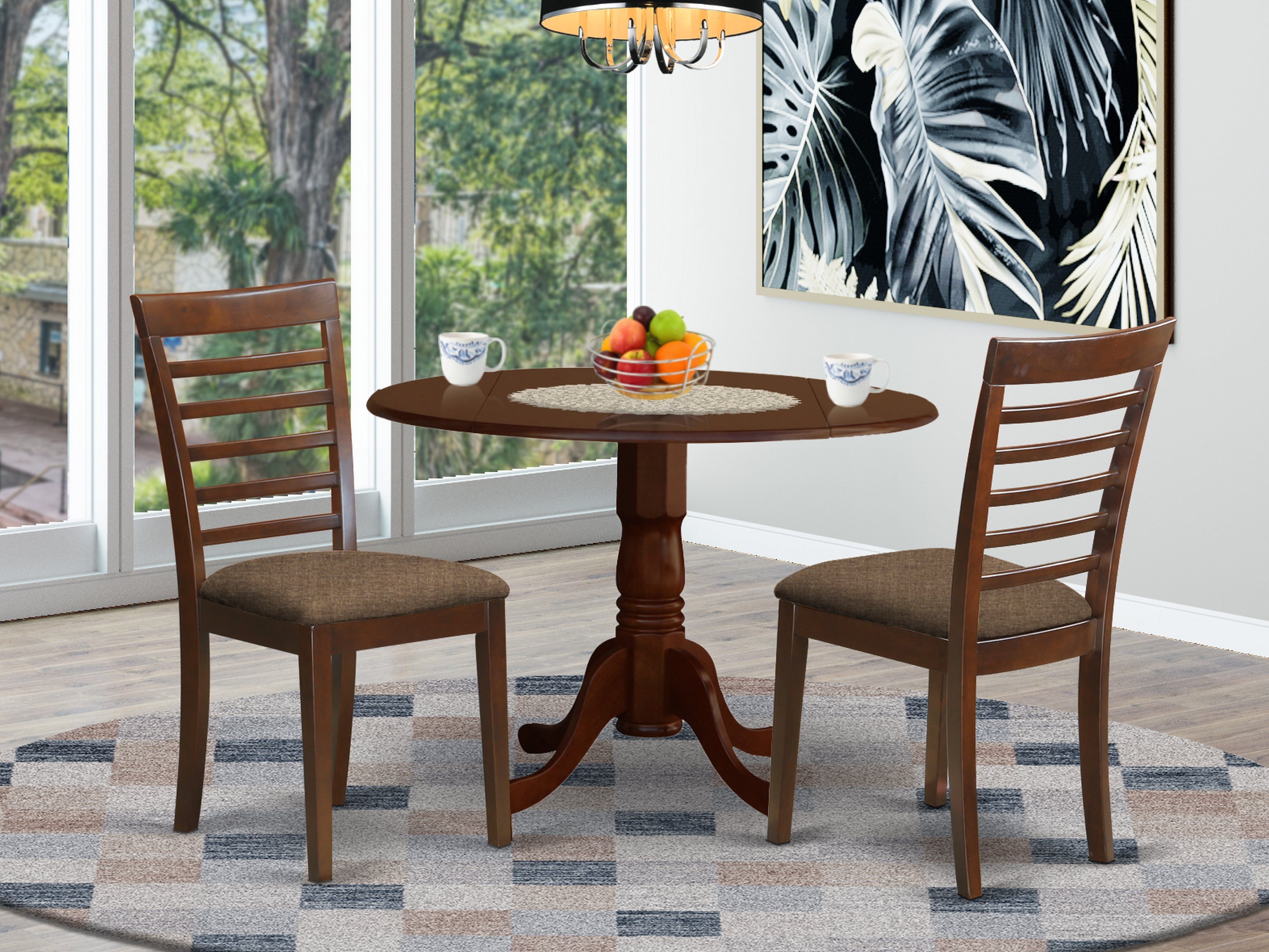 DLML3-MAH-C 3 PC small Kitchen Table and Chairs set-round Kitchen Table and 2 Dining Chairs