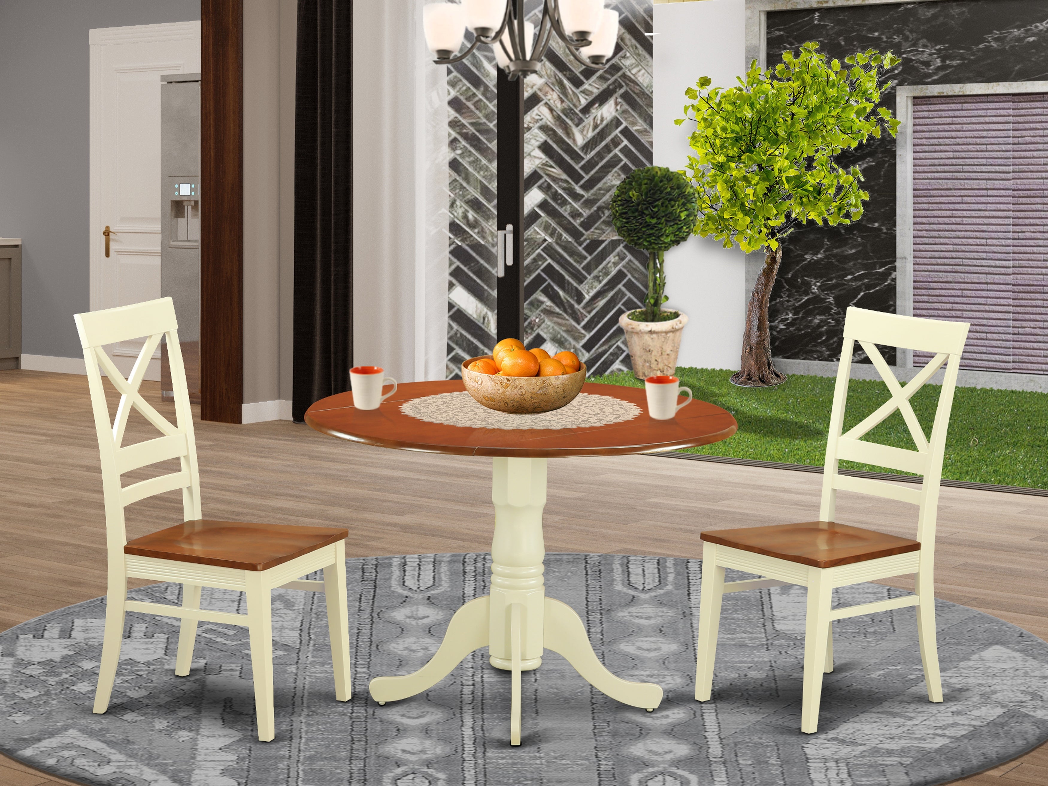 DLQU3-BMK-W 3 Pc Dining room set for 2-Dinette Table and 2 dinette Chairs