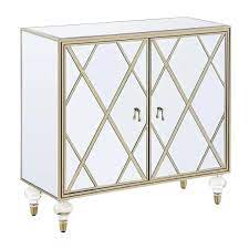 Astilbe 2-Door Accent Cabinet Mirror And Champagne