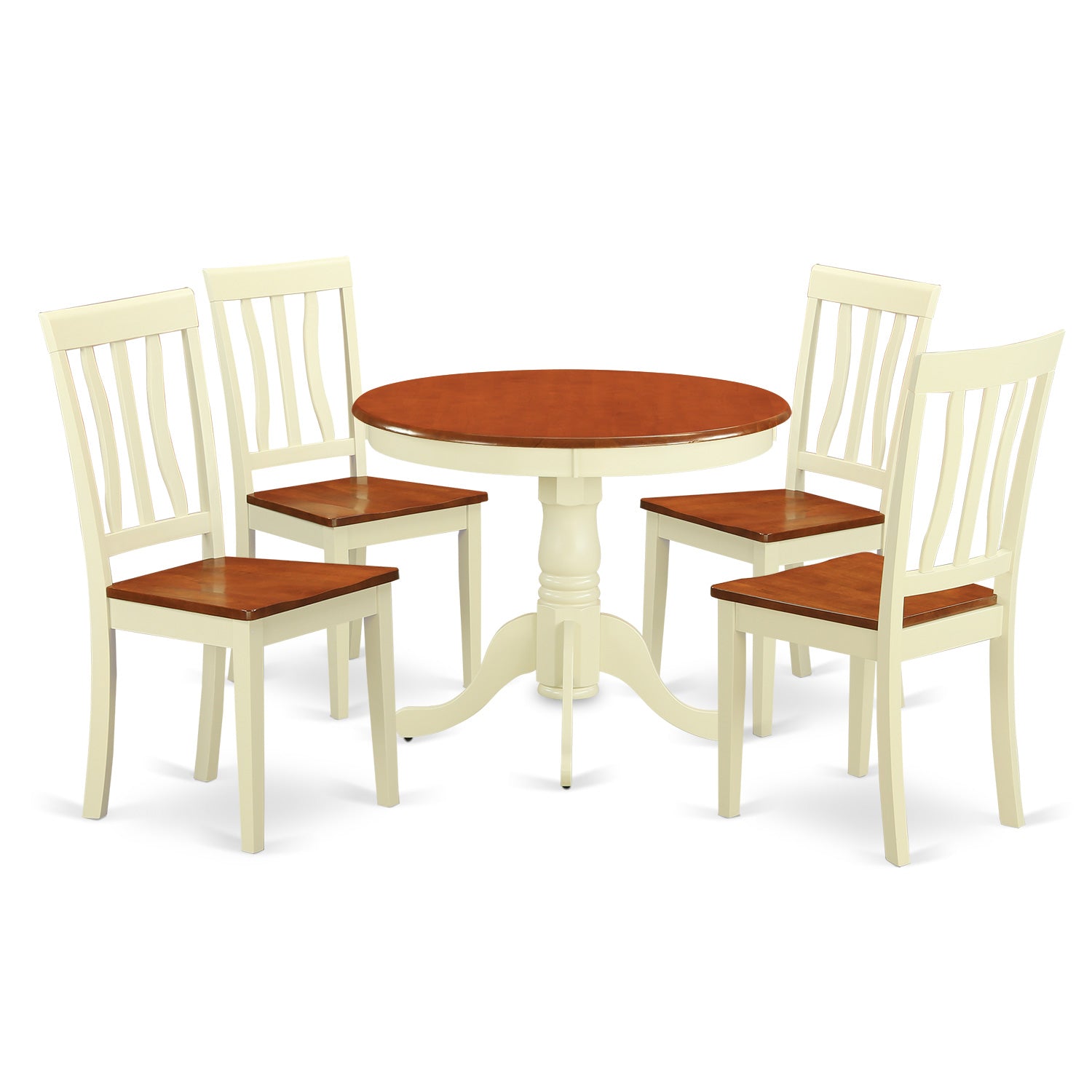 ANTI5-WHI-W 5 PC small Kitchen Table and Chairs set-Kitchen Table plus 4 Kitchen Dining Chairs