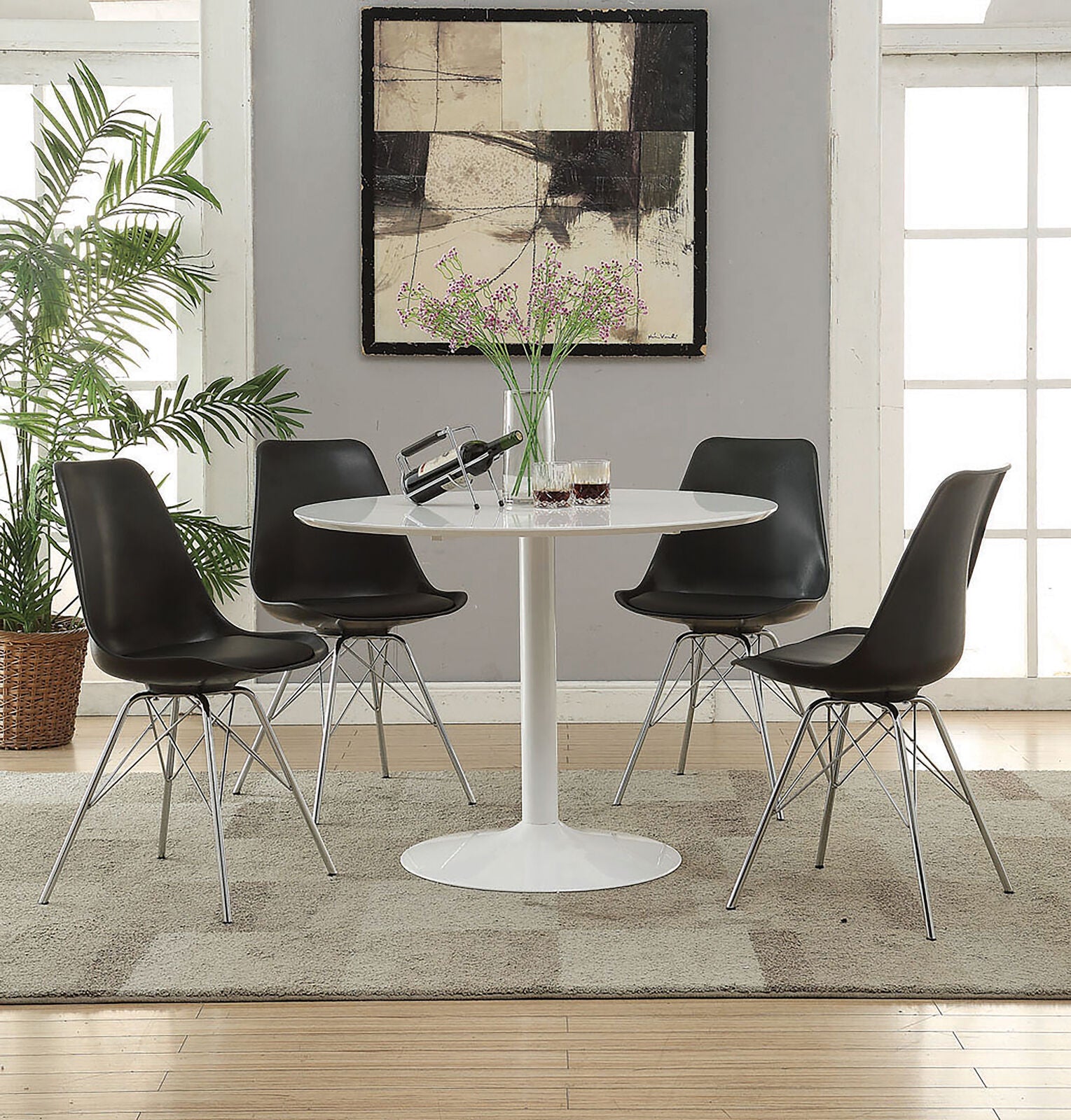 Coaster Lowry Mid-Century Modern Round Dining Table, White