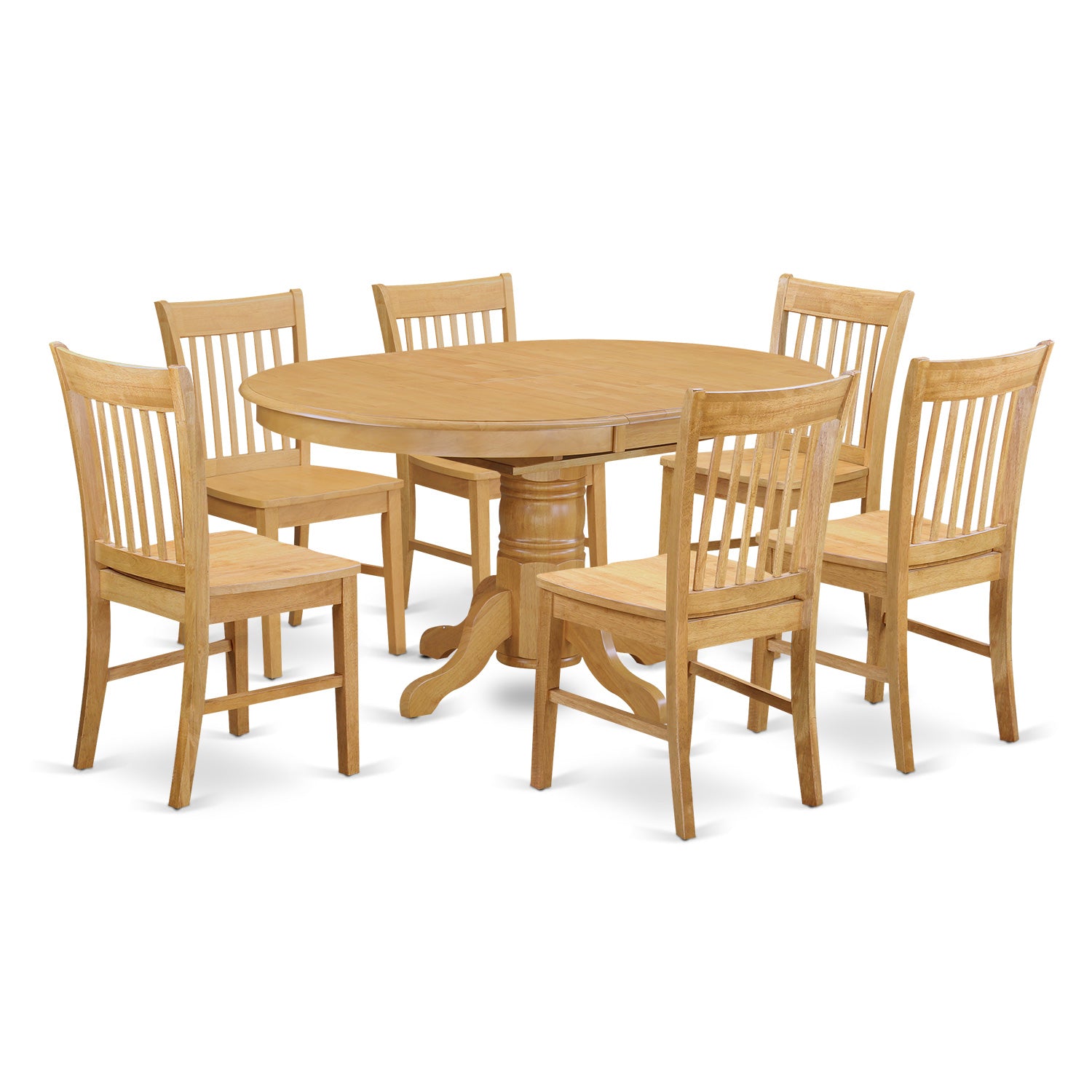 AVNO7-OAK-W 7 PC Table and chair set - Kitchen dinette Table and 6 dinette Chairs