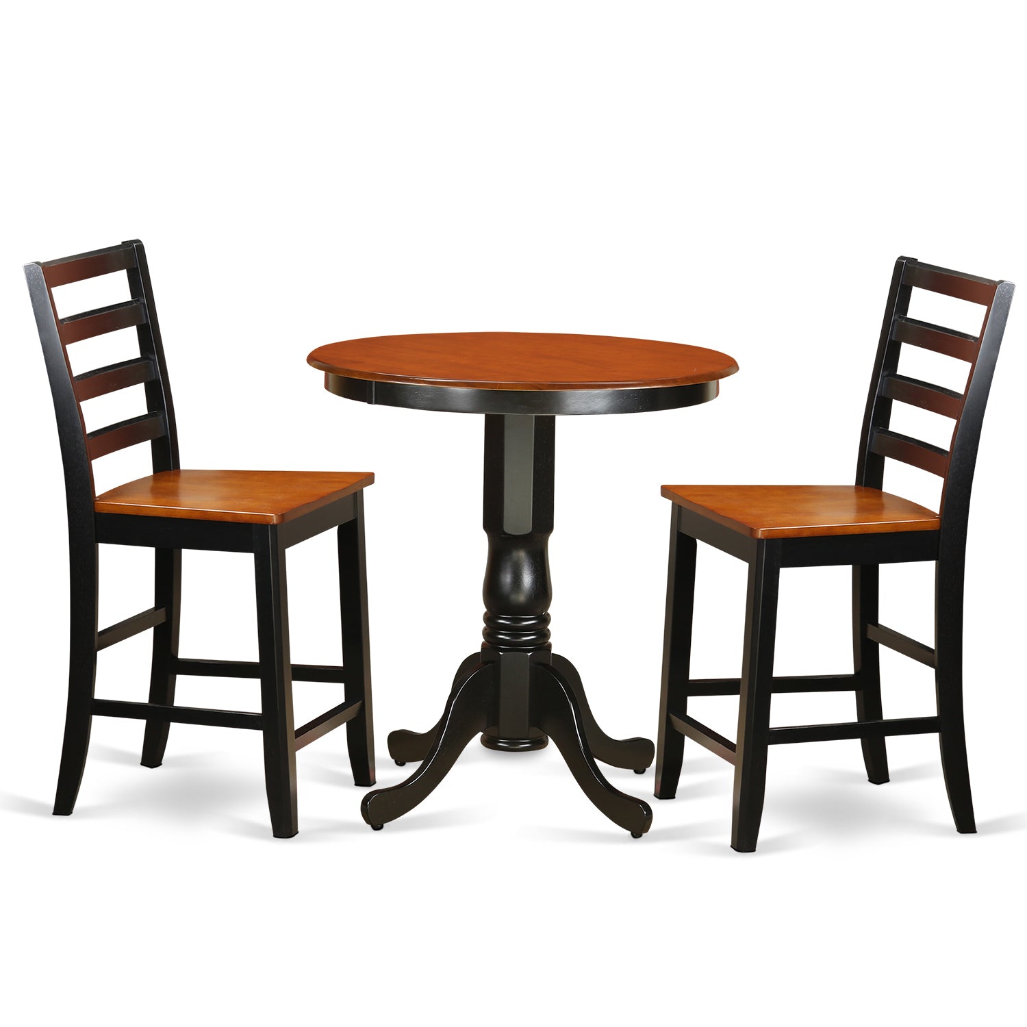 EDFA3-BLK-W 3 Pc counter height set-pub Table and 2 Kitchen bar stool