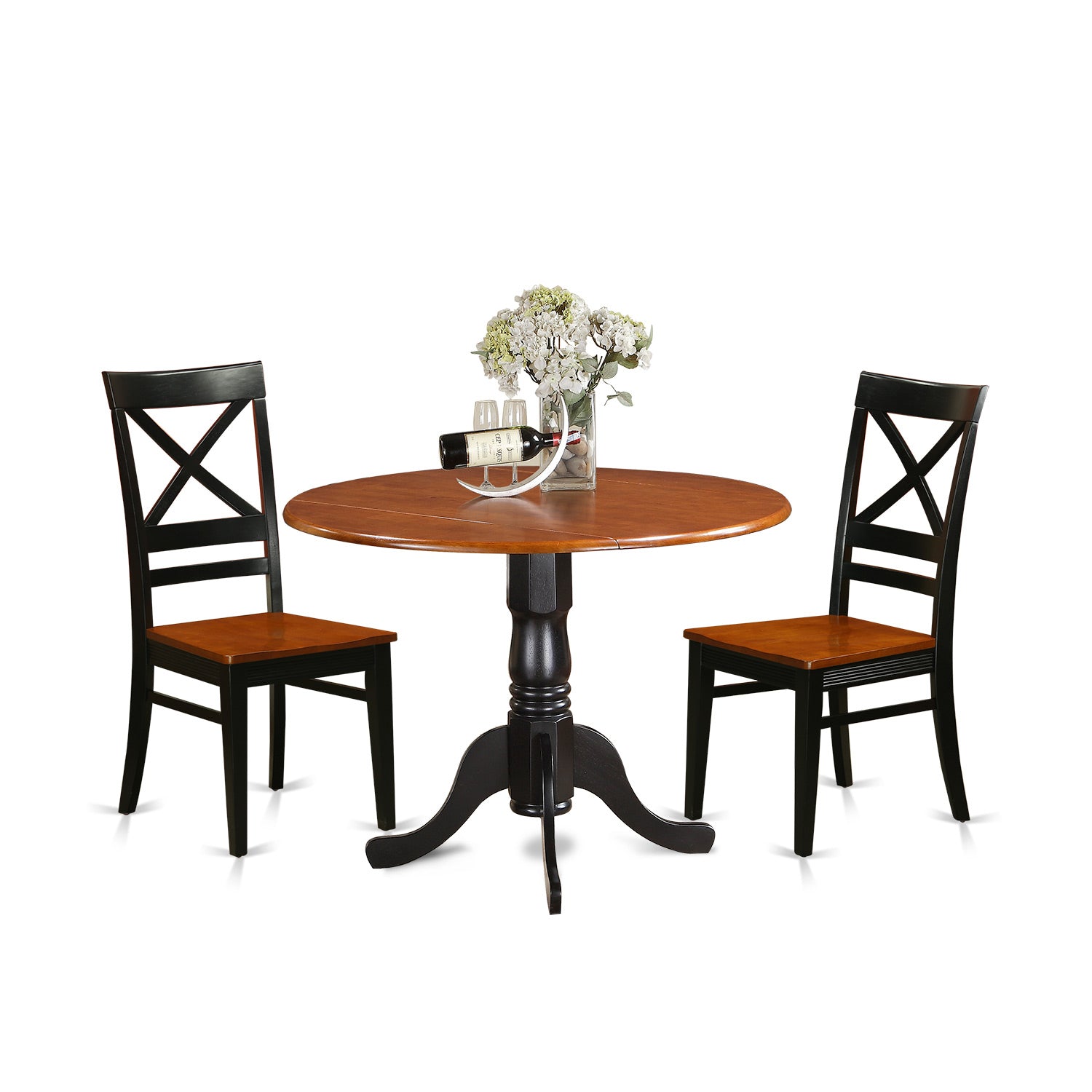 DLQU3-BCH-W 3 PC Kitchen Table set-Dining Table and 2 Wooden Kitchen Chairs