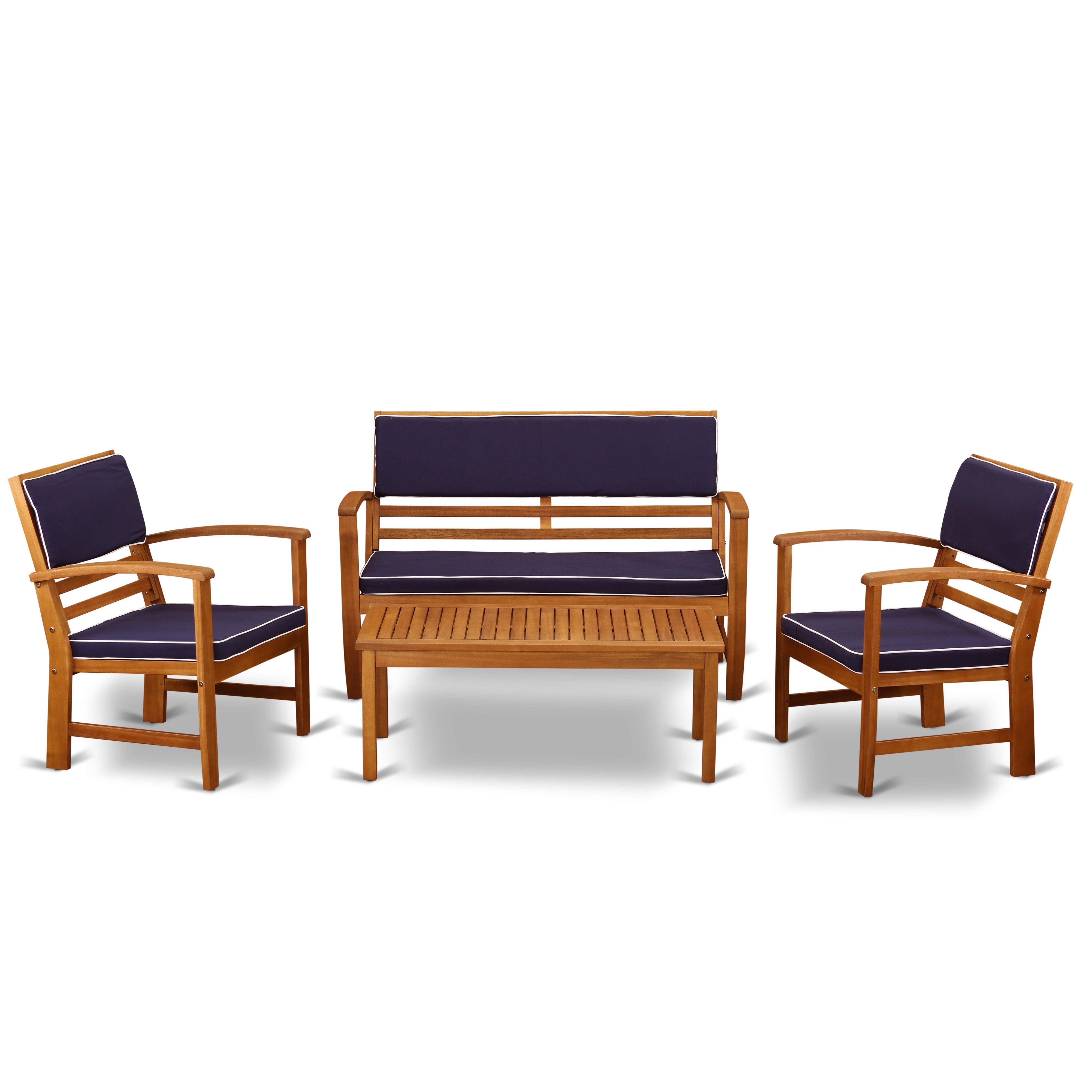 Coppell 4-piece Wood Patio Dining Set in Natural Oil