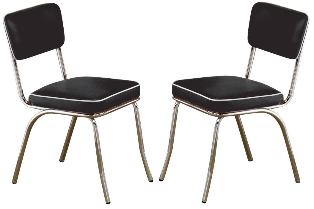 Retro Open Back Side Dining Chairs with Cushion Chrome and Black 2066