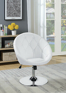 Coaster Contemporary Tufted Adjustable White Faux Leather Swivel Accent Chair