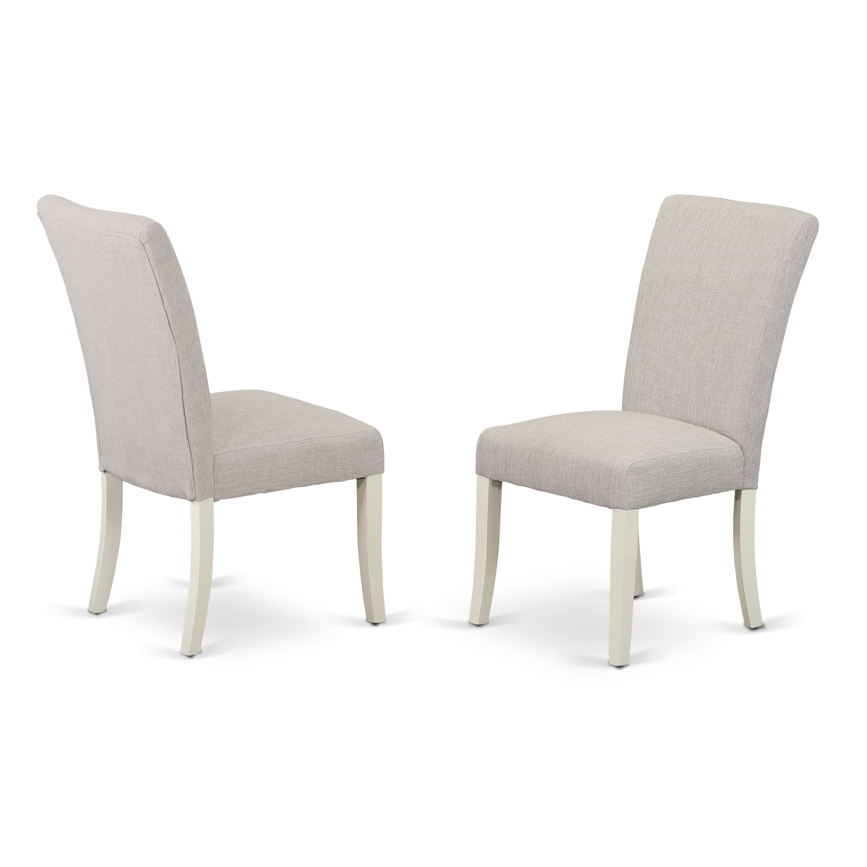 East West Furniture MZAL5-LWH-05 5Pc Wood Dining Table Set Consists of a Wood Table and 4 Upholstered Dining Chairs with Doeskin Color Linen Fabric, Drop Leaf Table with Full Back Chairs, Linen White Finish