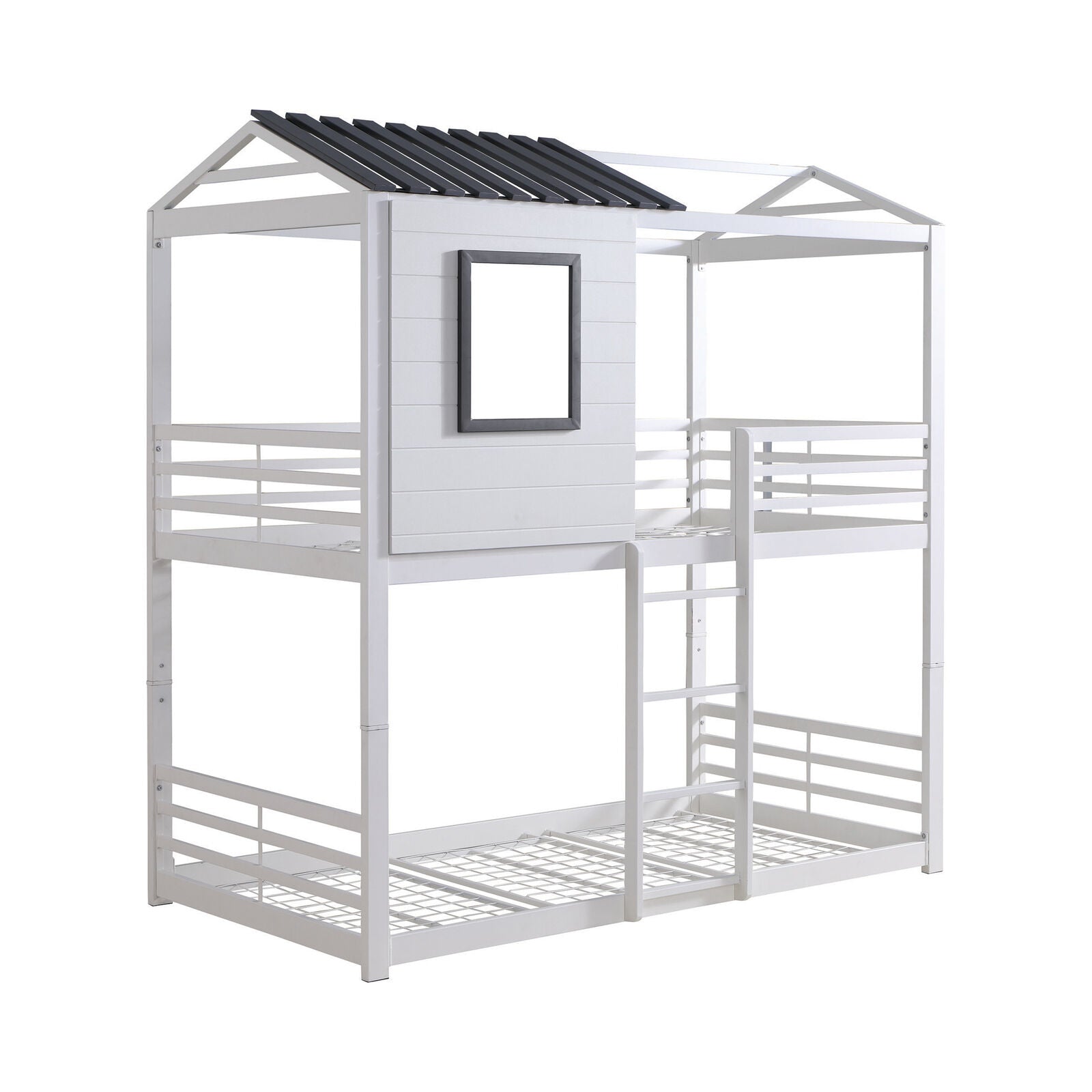 Belton House-Themed Twin Over Twin Bunk Bed White And Grey