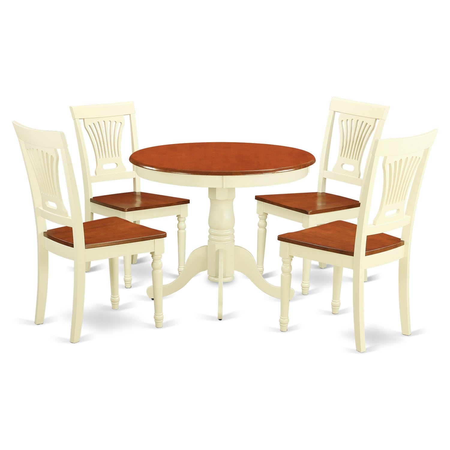 ANPL5-WHI-W 5 Pc Kitchen Table set-small Kitchen Table plus 4 Kitchen Dining Chairs