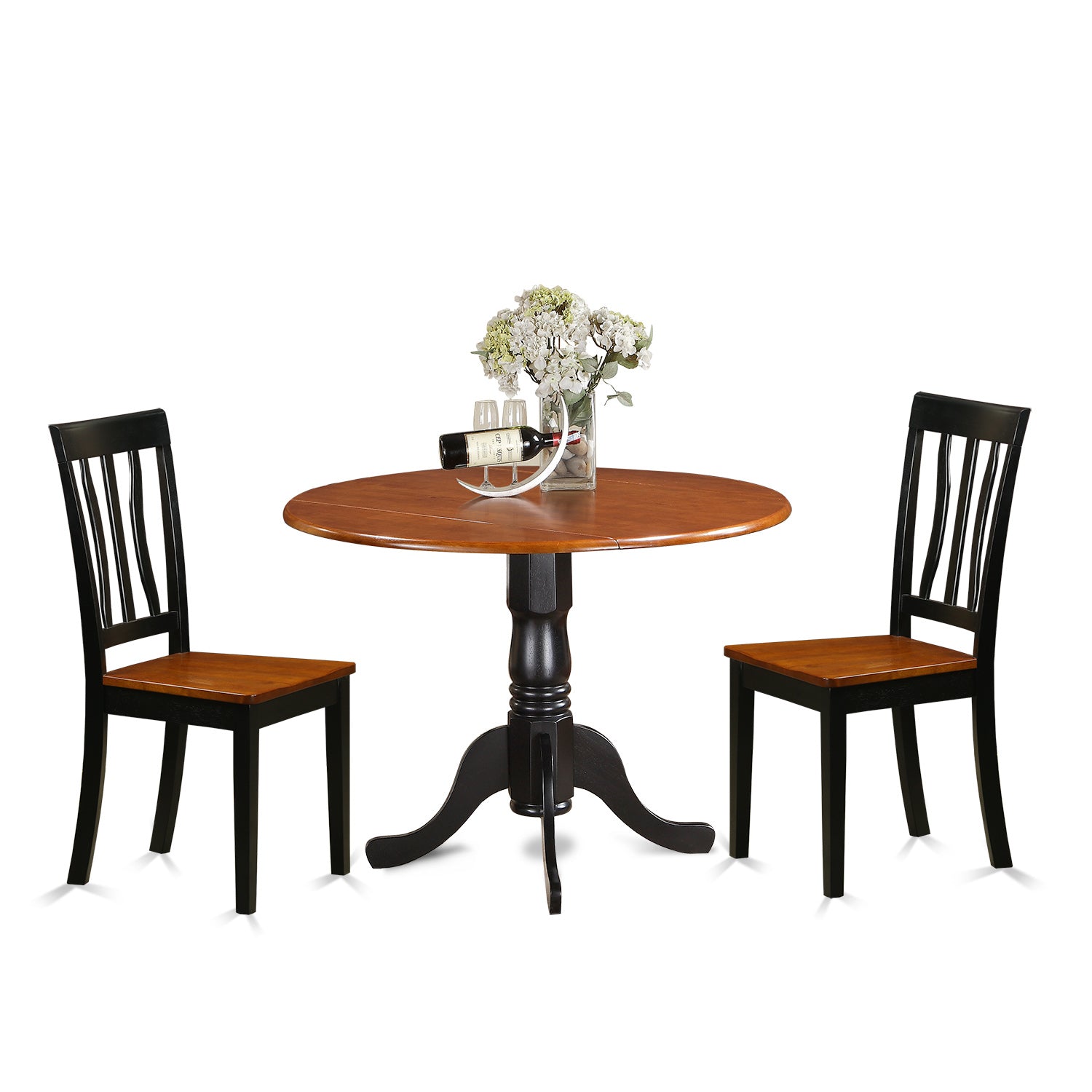 DLAN3-BCH-W Dining set - 3 Pcs with 2 Wooden Chairs