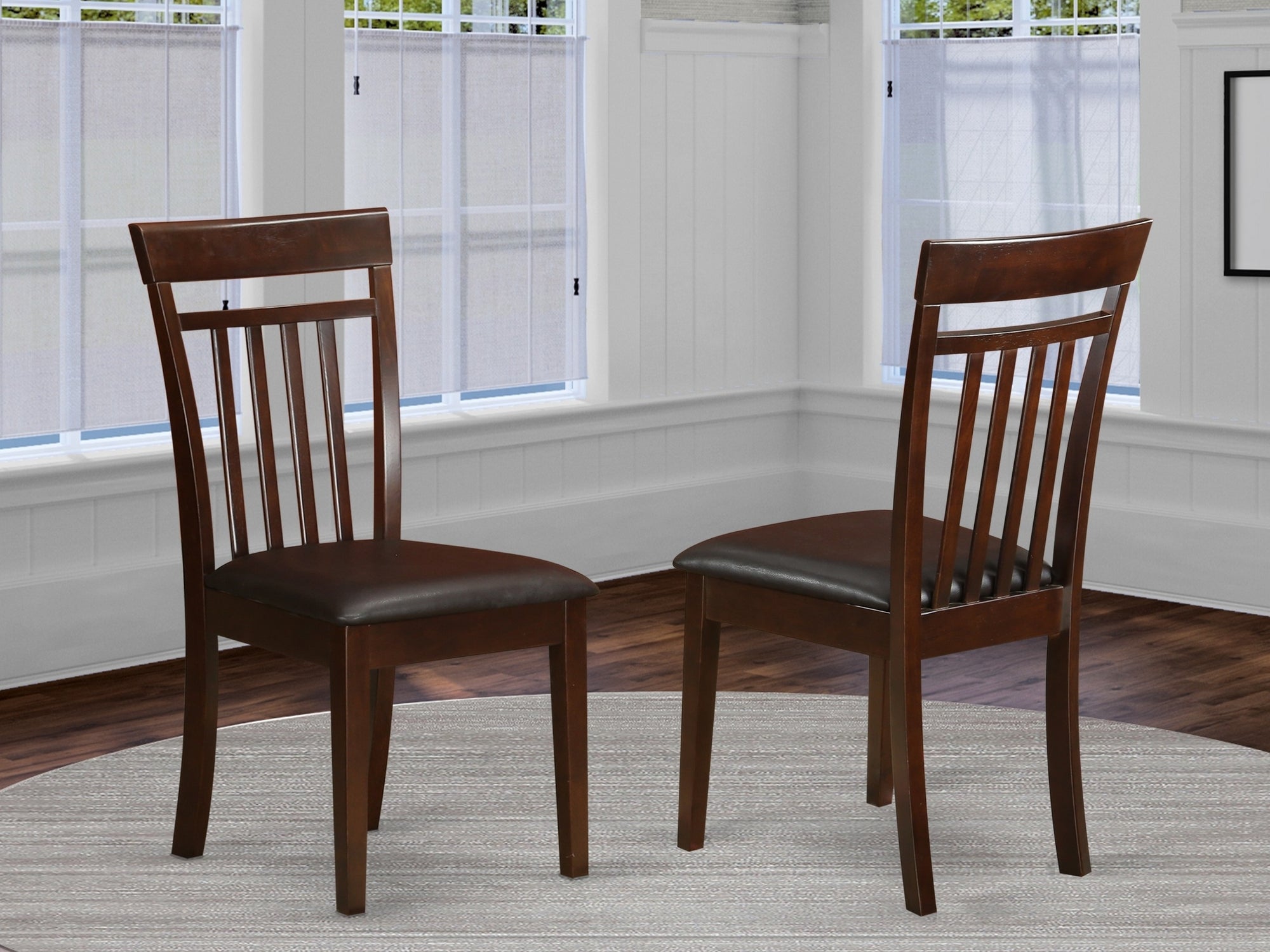 CAC-MAH-LC Capri slat back Chair for dining room with Leather Upholstered Seat