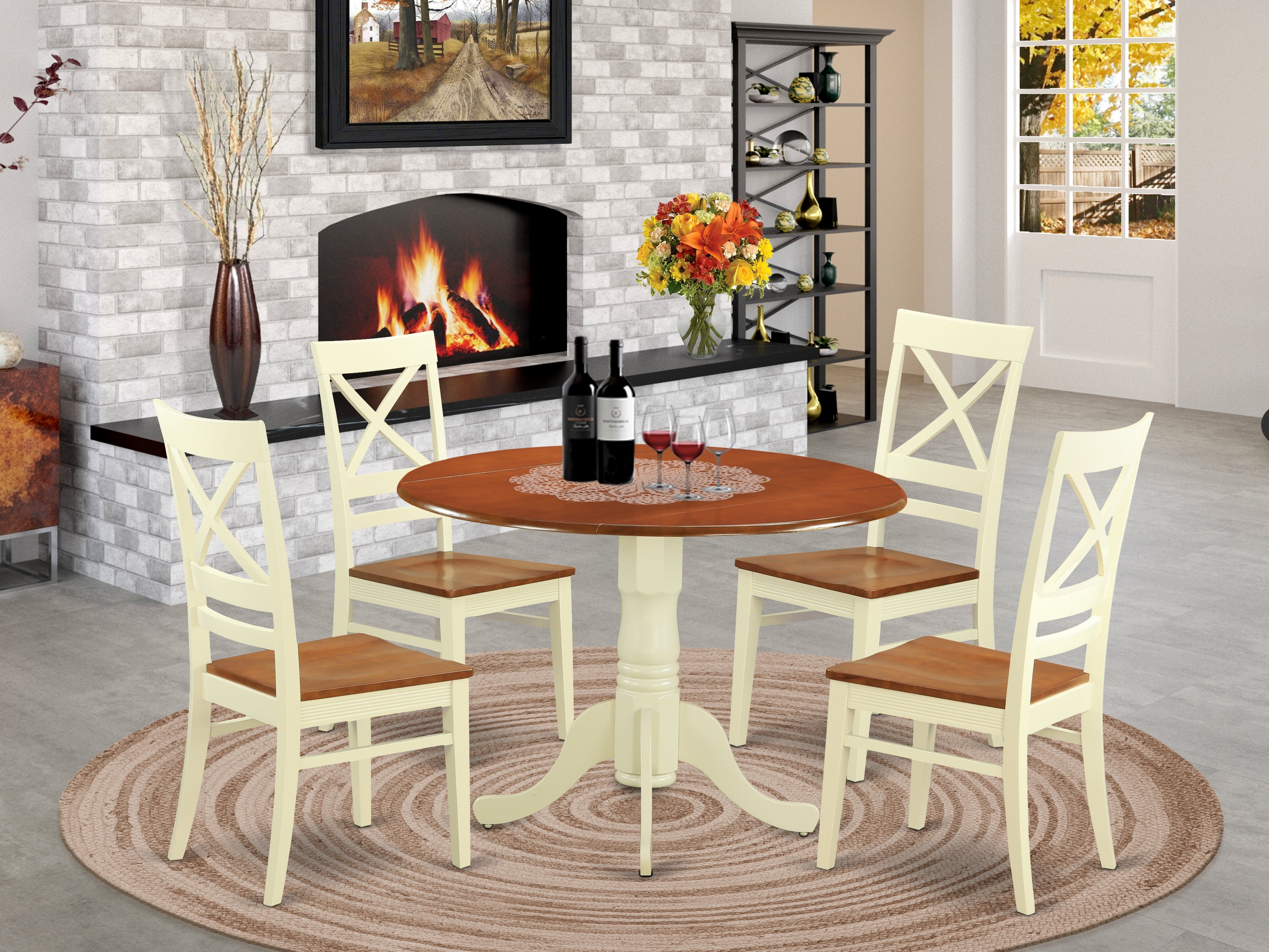 DLQU5-BMK-W 5 Pc small Kitchen Table set - Kitchen Table and 4 dinette Chairs