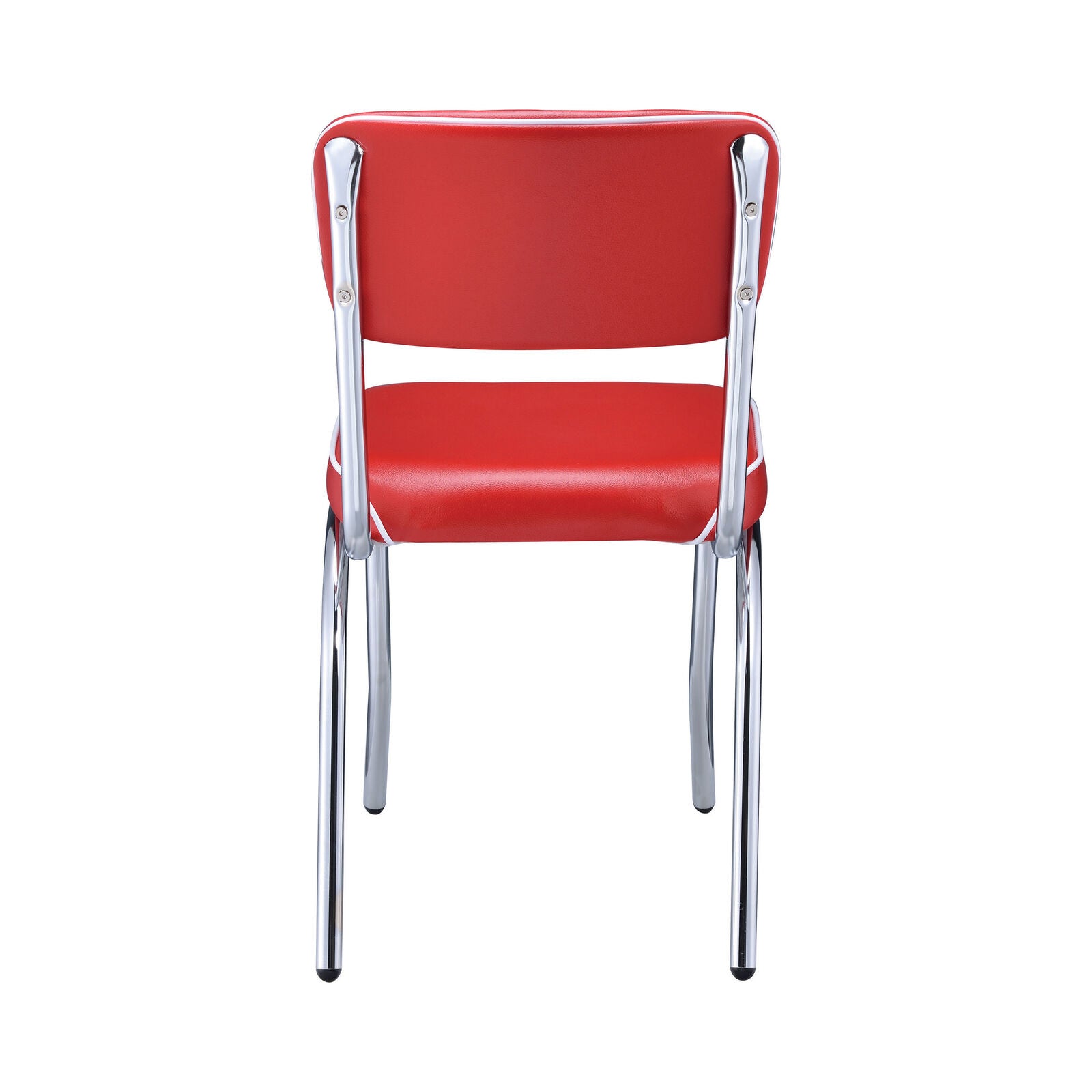 Retro Open Back Side Dining Chairs with Cushion Chrome and Red 2450R