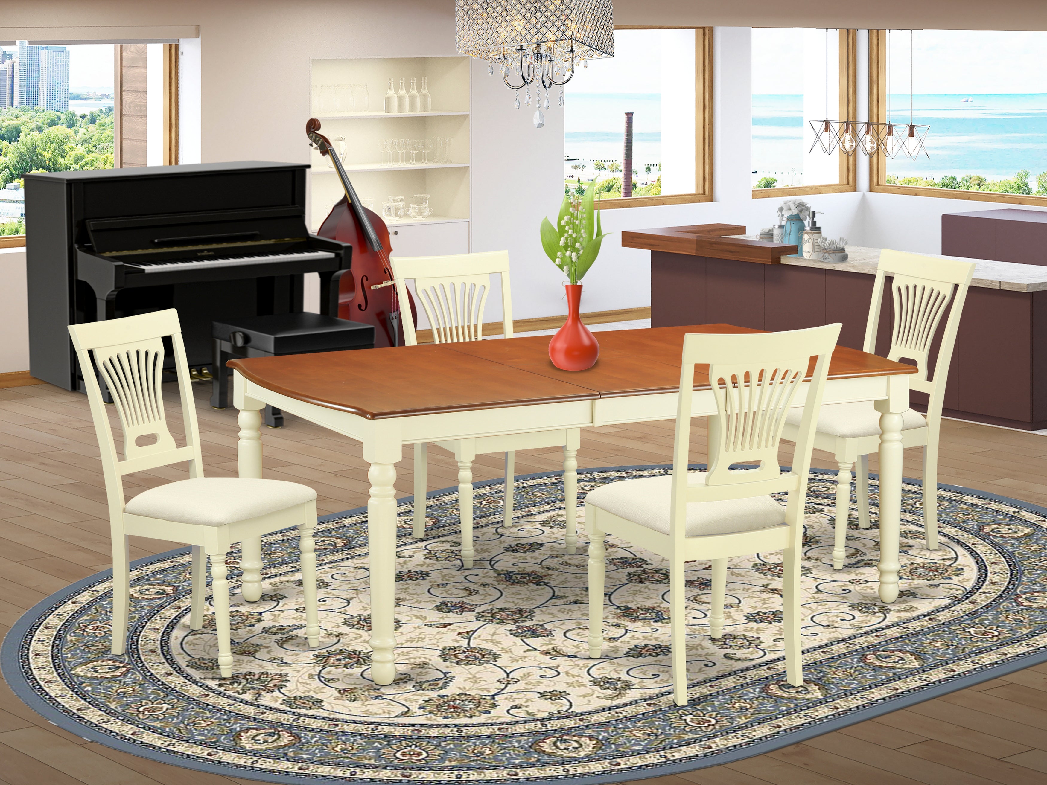 DOPL5-WHI-C 5 PC dinette Table set - Kitchen dinette Table and 4 Kitchen Chairs