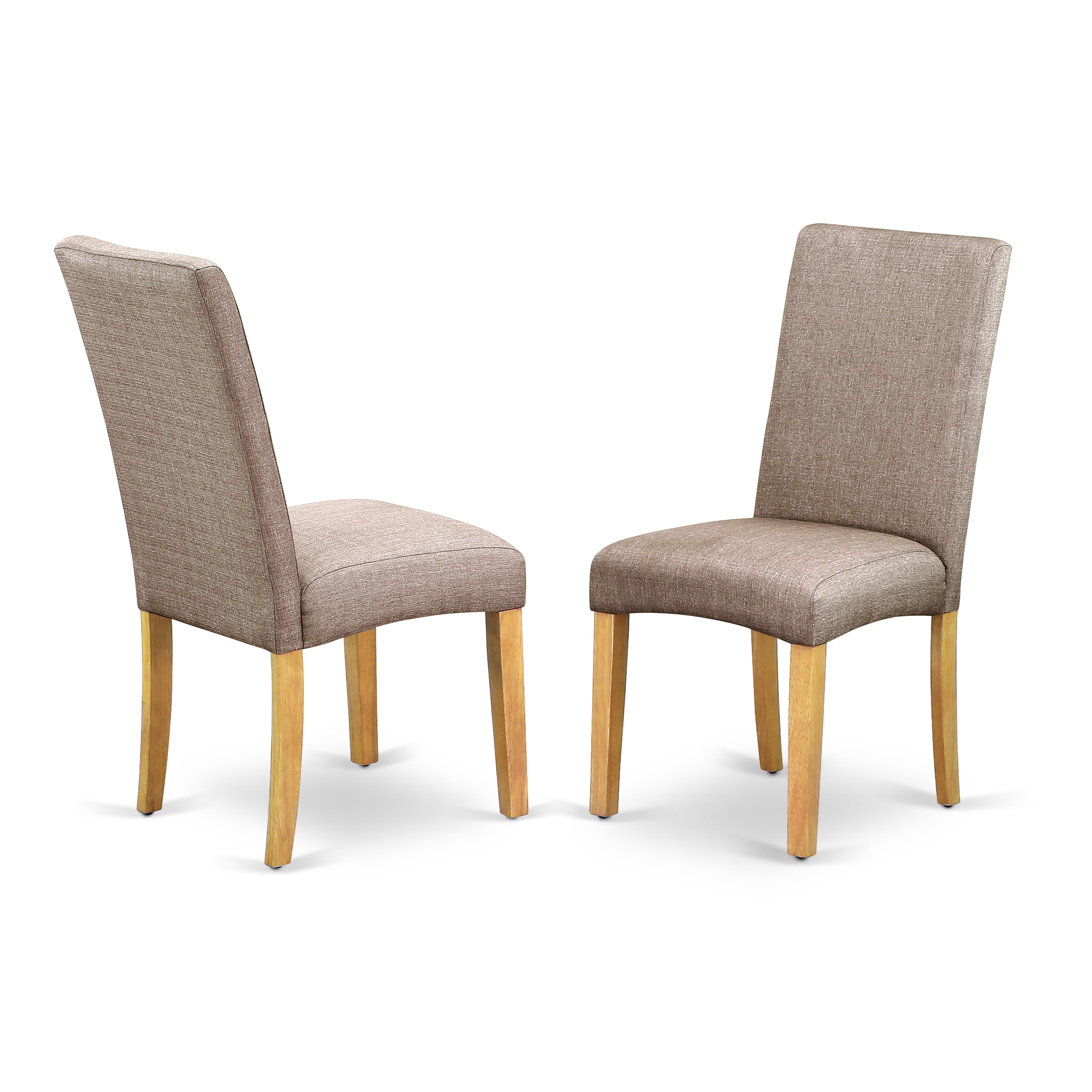 ANDR3-OAK-16 3Pc Round 36" Table And A Pair Of Parson Chair With Oak Finish Leg And Linen Fabric- Dark Khaki Color