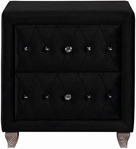 Deanna 2-Drawer Rectangular Upholstered Nightstand Black