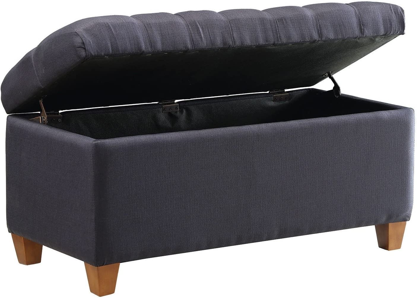 Tufted Storage Bench ottoman in Dark Navy