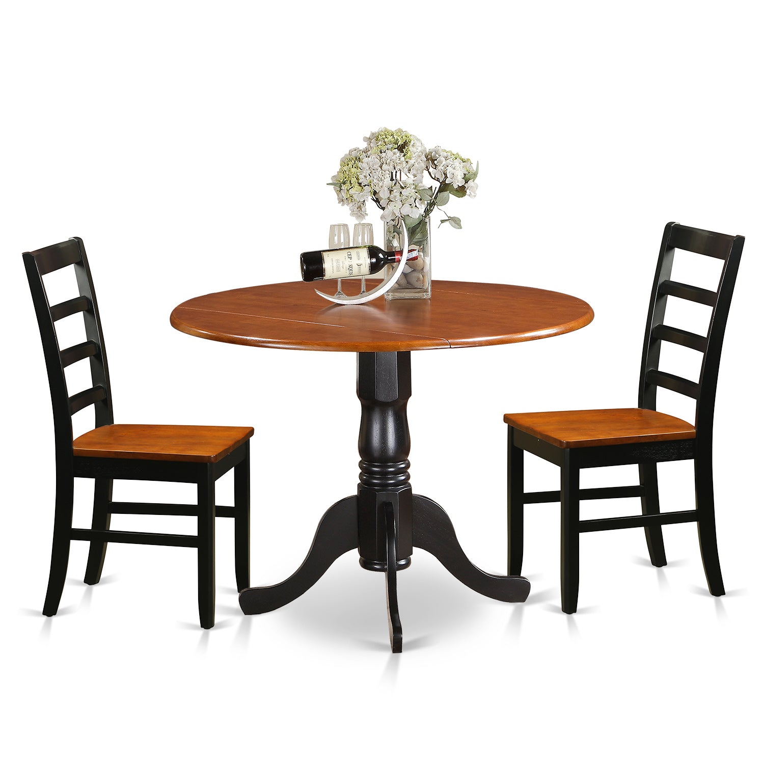 DLPF3-BCH-W 3 PC Kitchen Table set-Dining Table and 2 Wooden Kitchen Chairs